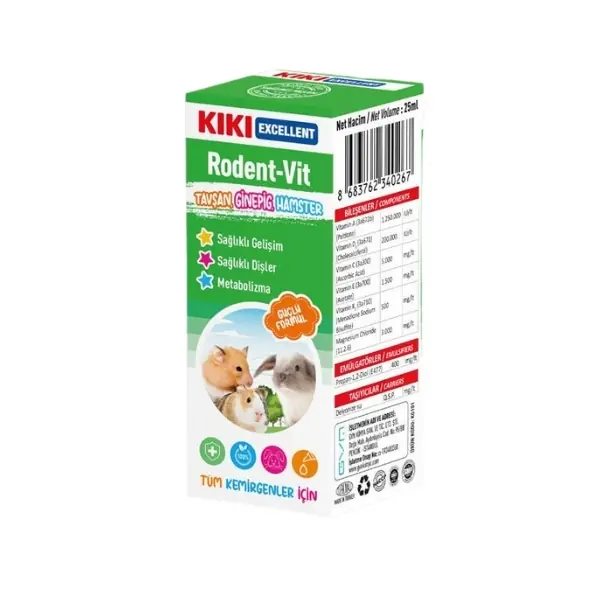 Kiki Excellent Rodent-Vit Sağlıklı Gelişim Destekleyici Kemirgenler için Multi Vitamin