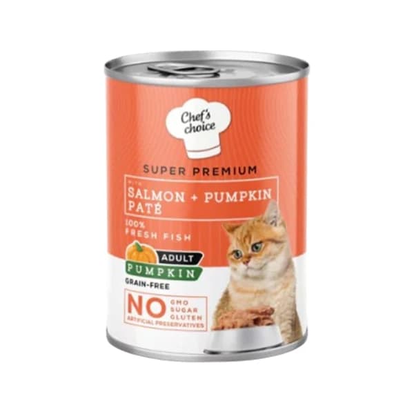 Chefs Choice Somonlu ve Balkabaklı Tahılsız Ezme Yetişkin Konserve Kedi Maması