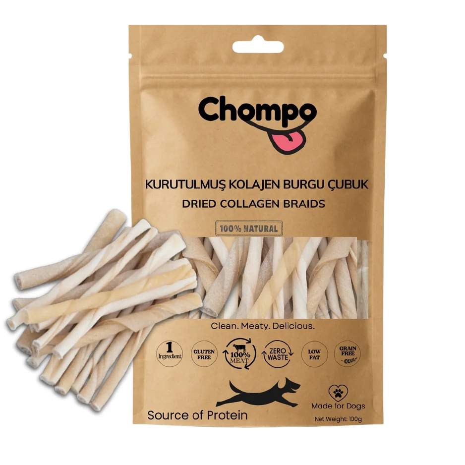 Chompo Kurutulmuş Kolajen Burgu Çubukları Köpek Ödül Maması