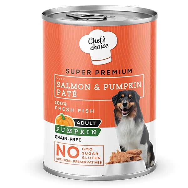 Chefs Choice Kıyılmış Somon Balıklı ve Balkabaklı Yetişkin Köpek Konservesi