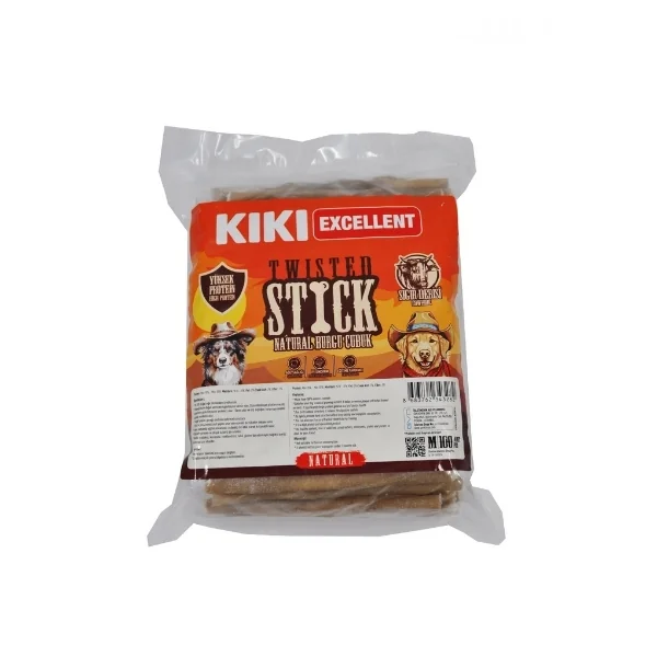 Kiki Excellent Sığır Derisinden Naturel Burgu Çubuk Kemik Köpek Ödülü