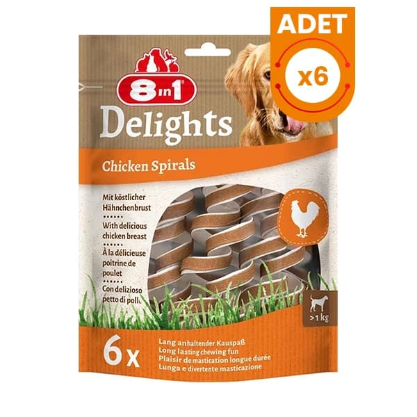 8in1 Delights Smart Spirals Tavuklu Burgu Köpek Ödülü