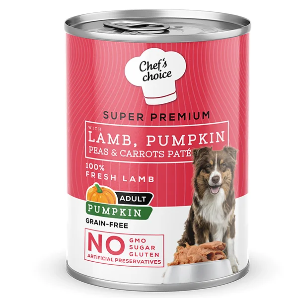 Chefs Choice Kıyılmış Kuzu Etli ve Balkabaklı Yetişkin Köpek Konservesi