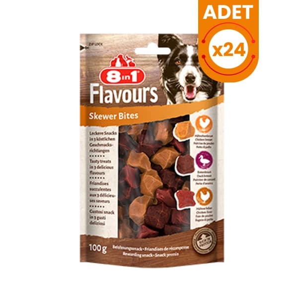 8in1 Flavours Skewer Bites Kuşbaşı Dilimli Çiğneme Köpek Ödül Maması