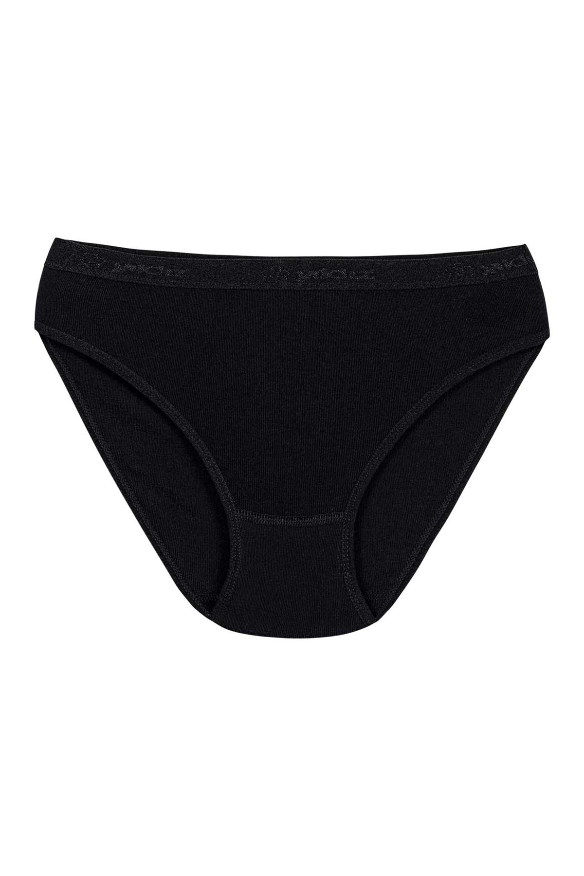 Kadın Siyah 6 lı Paket 100 Pamuk Kemerli Bikini Külot