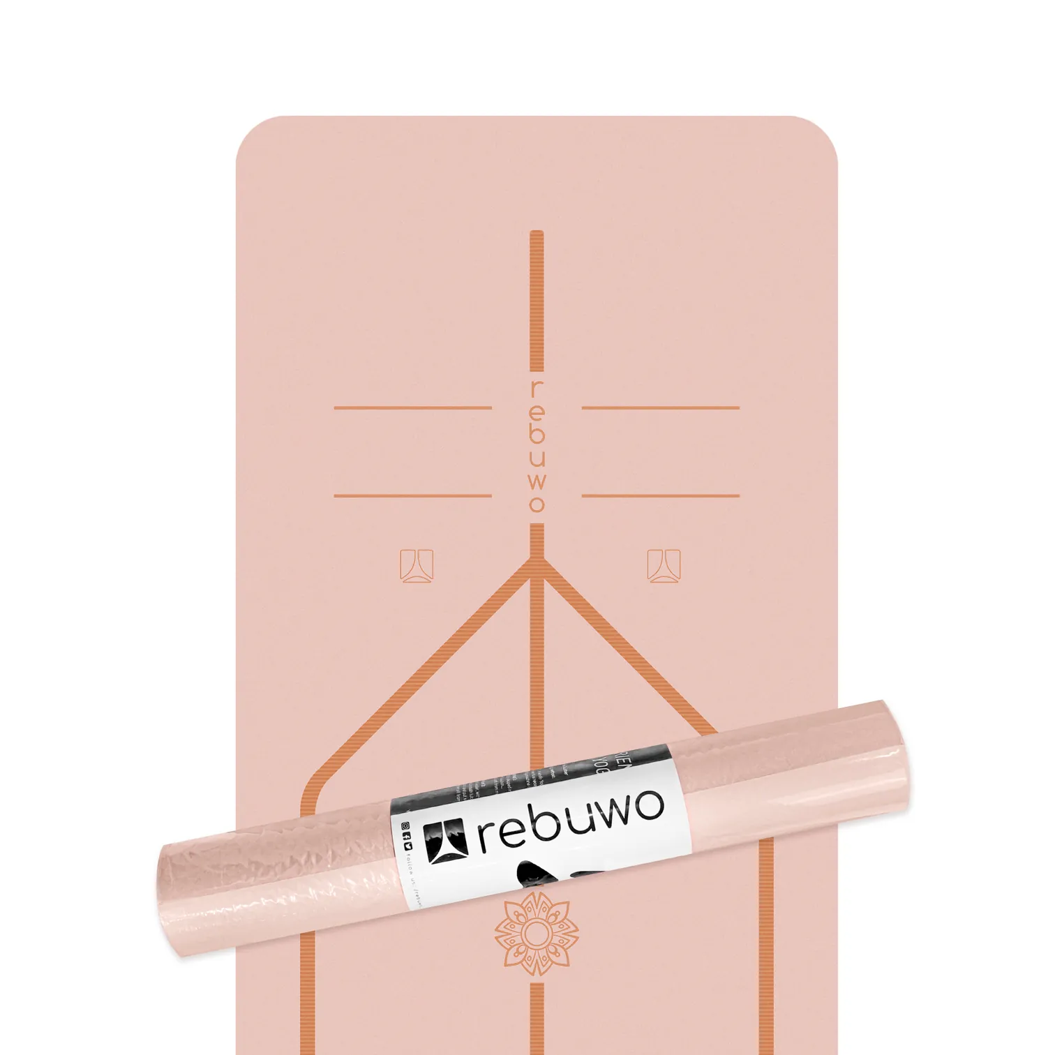 Rebuwo Hizalamalı 5mm Kaydırmaz Doğal Kauçuk Yoga Matı Pilates Mat 183 X 68 Cm Soft Pembe