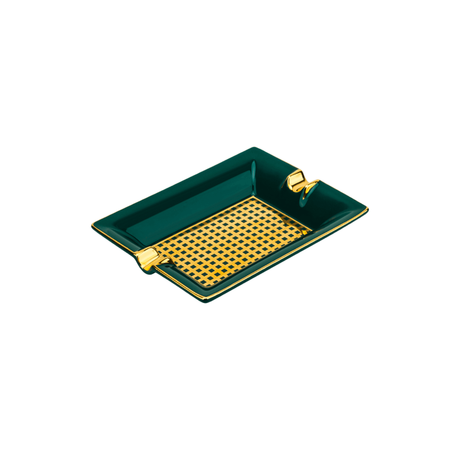 Lubinski Square Pattern Ashtray Green