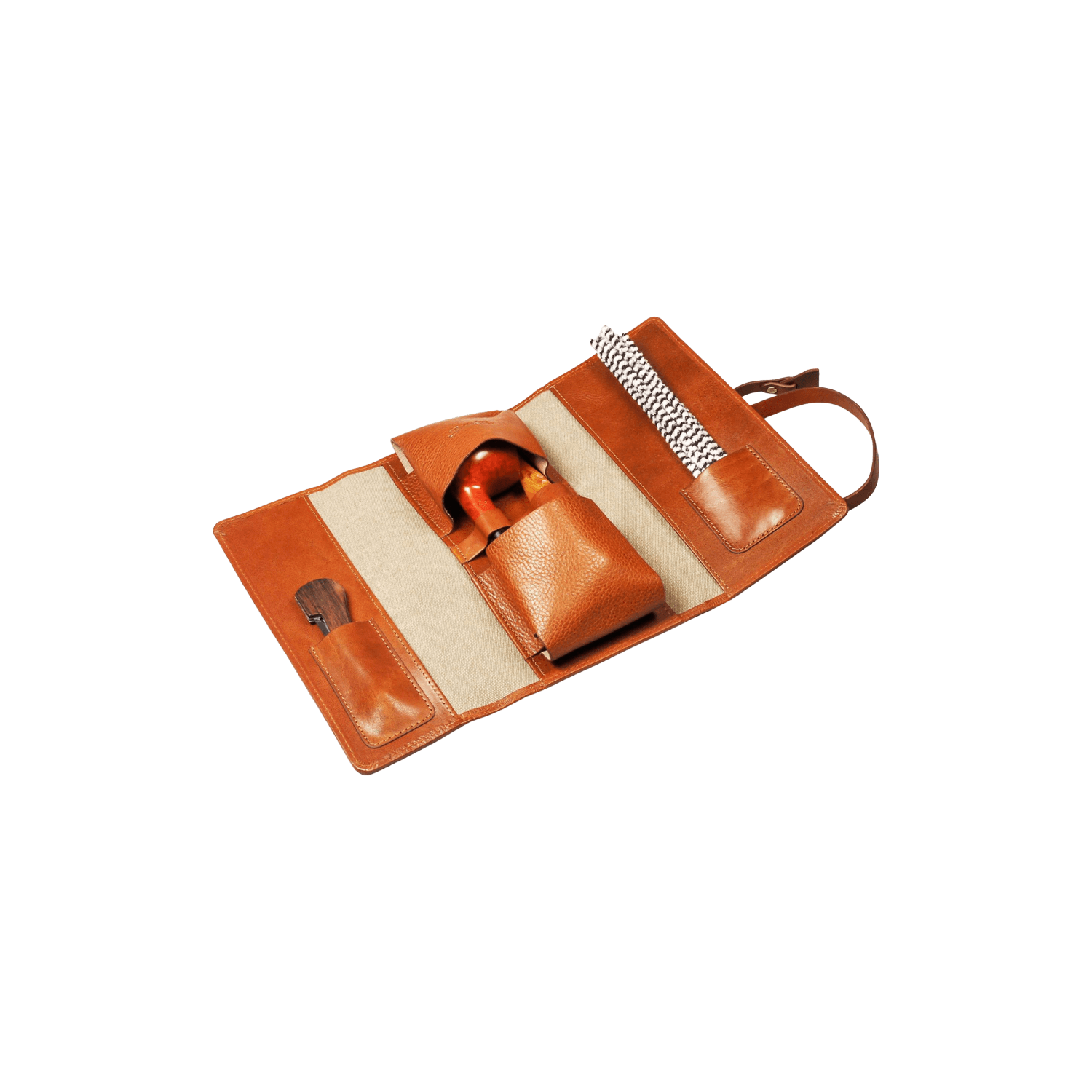 Passatore Canvas and Leather Pipe Roll-Up Pouch