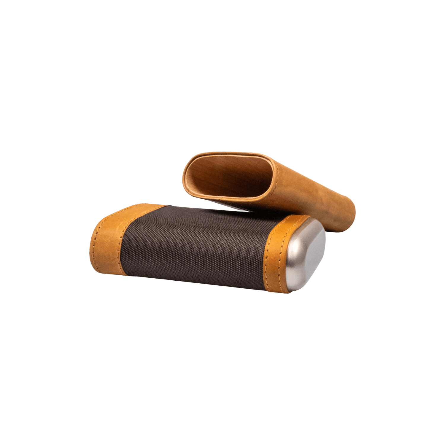 Light and Dark Brown Leather Cigar Slide Case