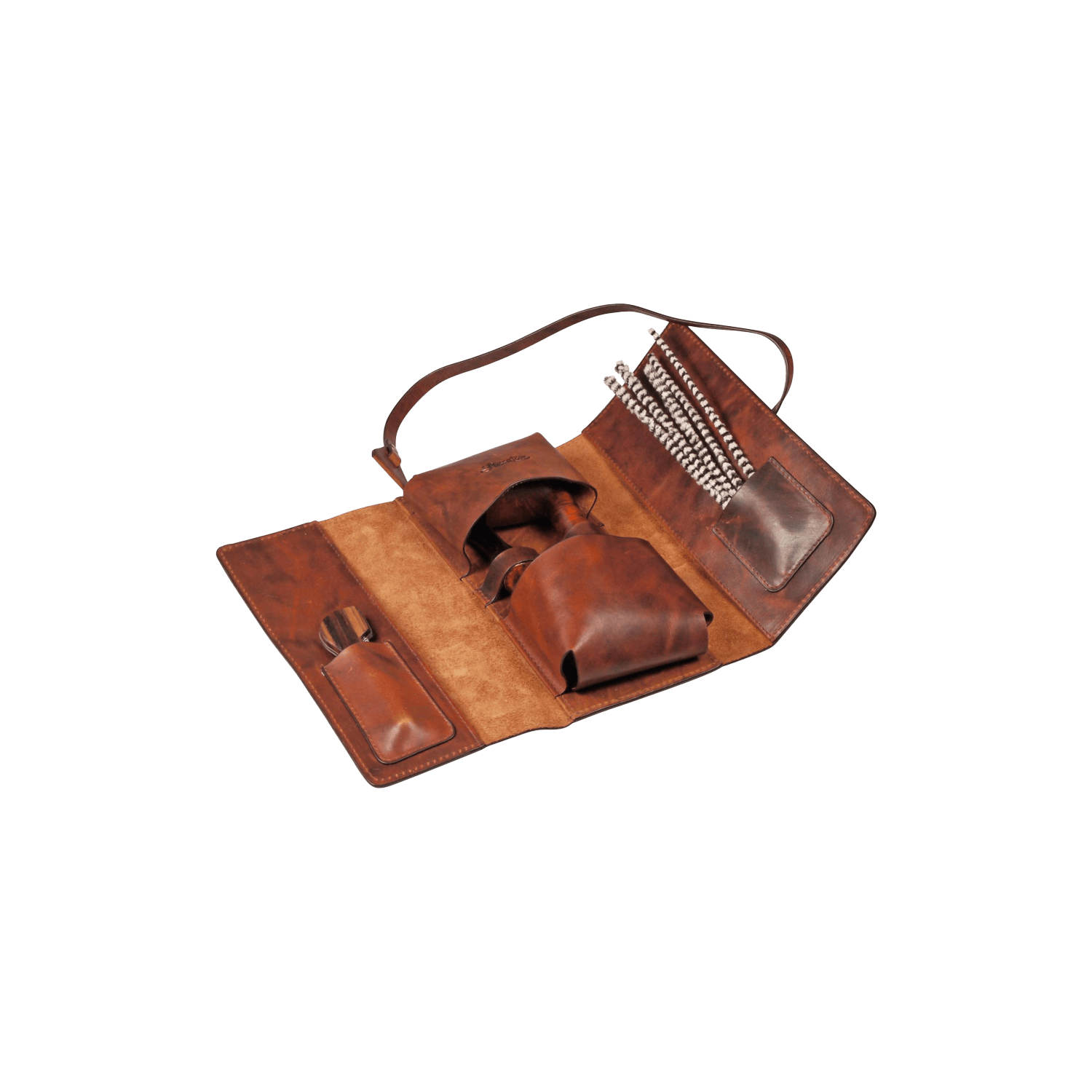 Passatore Antique Brown Leather Pipe Roll-Up Pouch