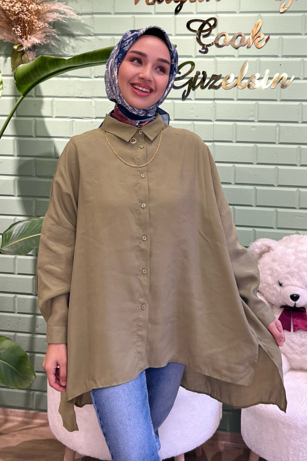 Oversize Gömlek-Haki