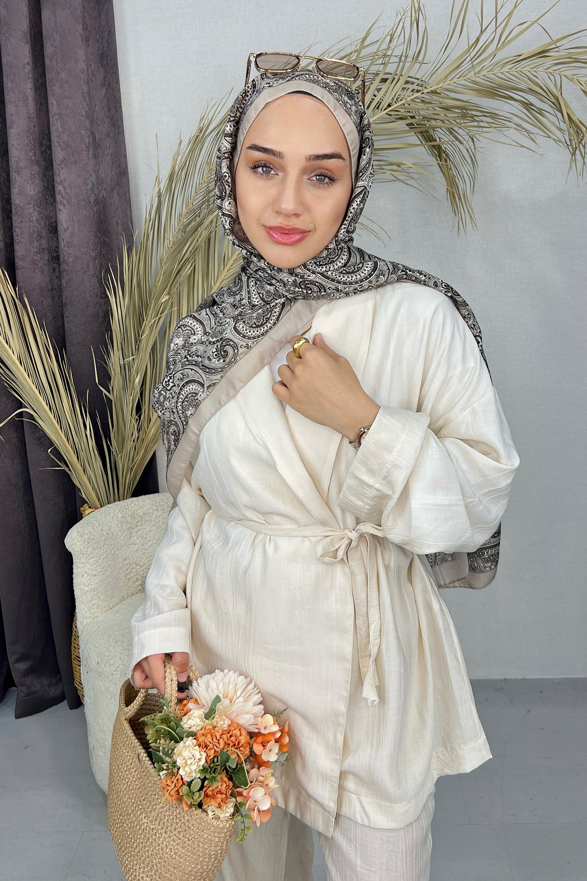 Kimono Takım- Krem Rengi