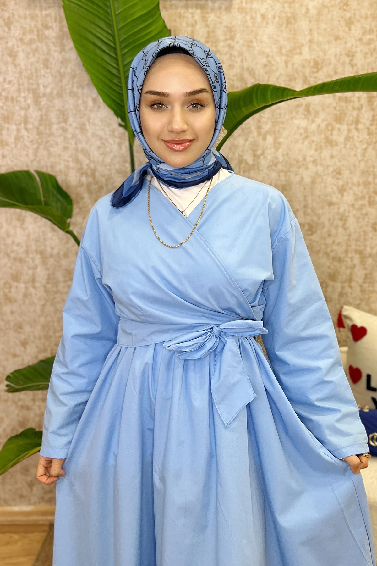 Önden Bağlamalı Etekli Takım-Açık Mavi