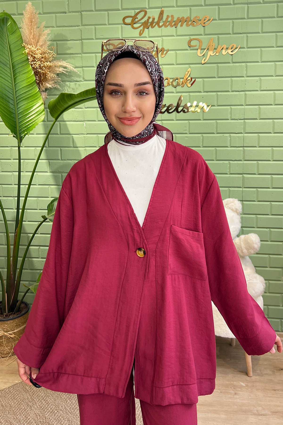 Modal Kumaş İkili Takım- Bordo
