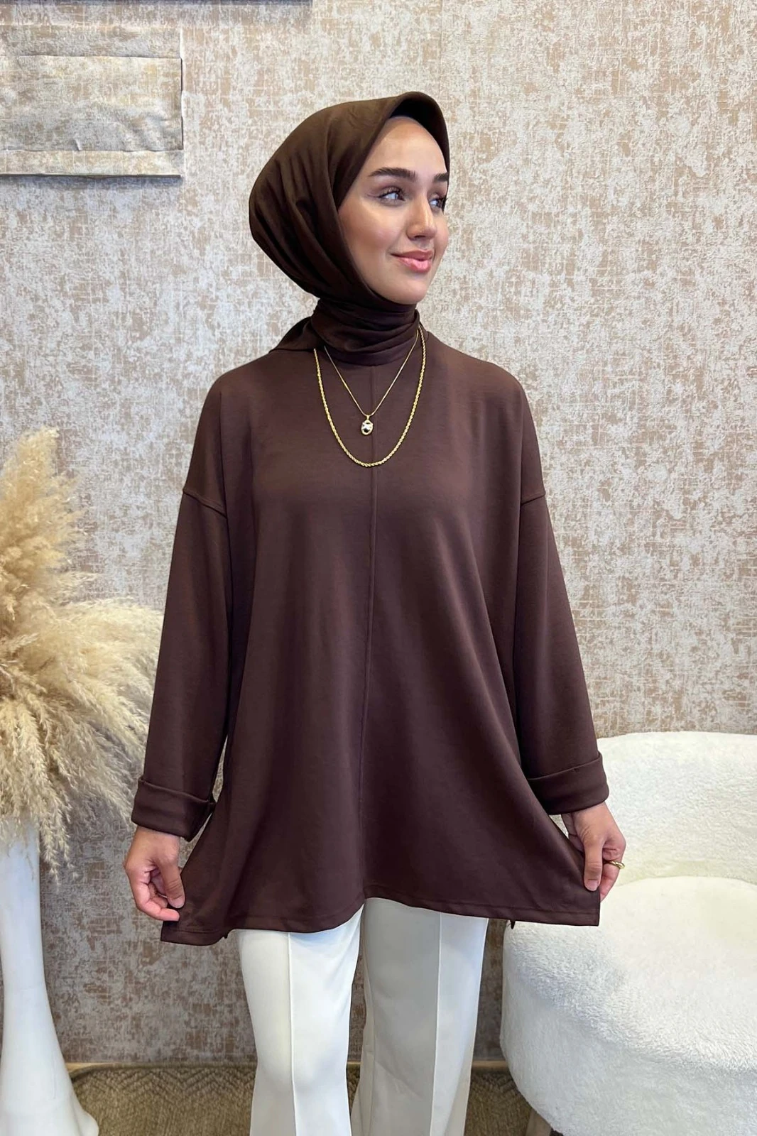 Oysho Kumaş Tunik-Kahverengi
