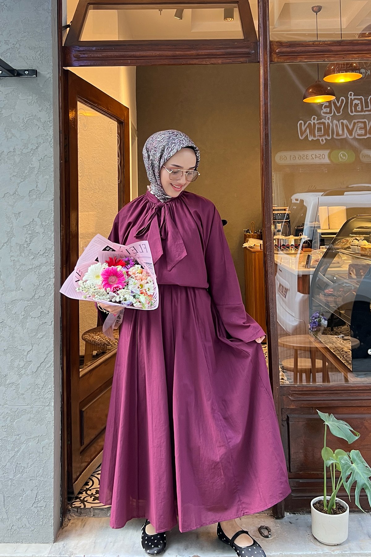 Premium Kalite Astarlı Etekli Takım-Mürdüm