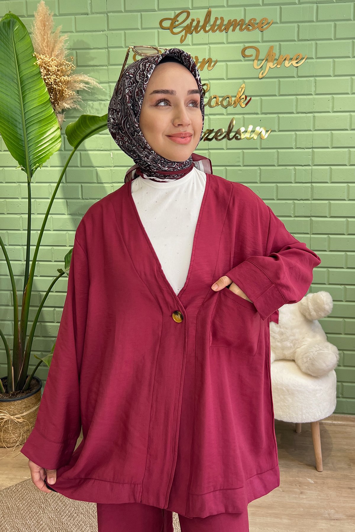 Modal Kumaş İkili Takım- Bordo