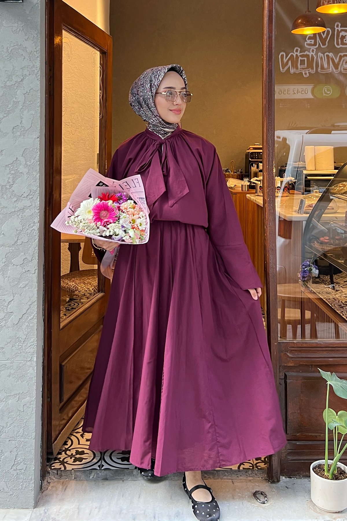 Premium Kalite Astarlı Etekli Takım-Mürdüm