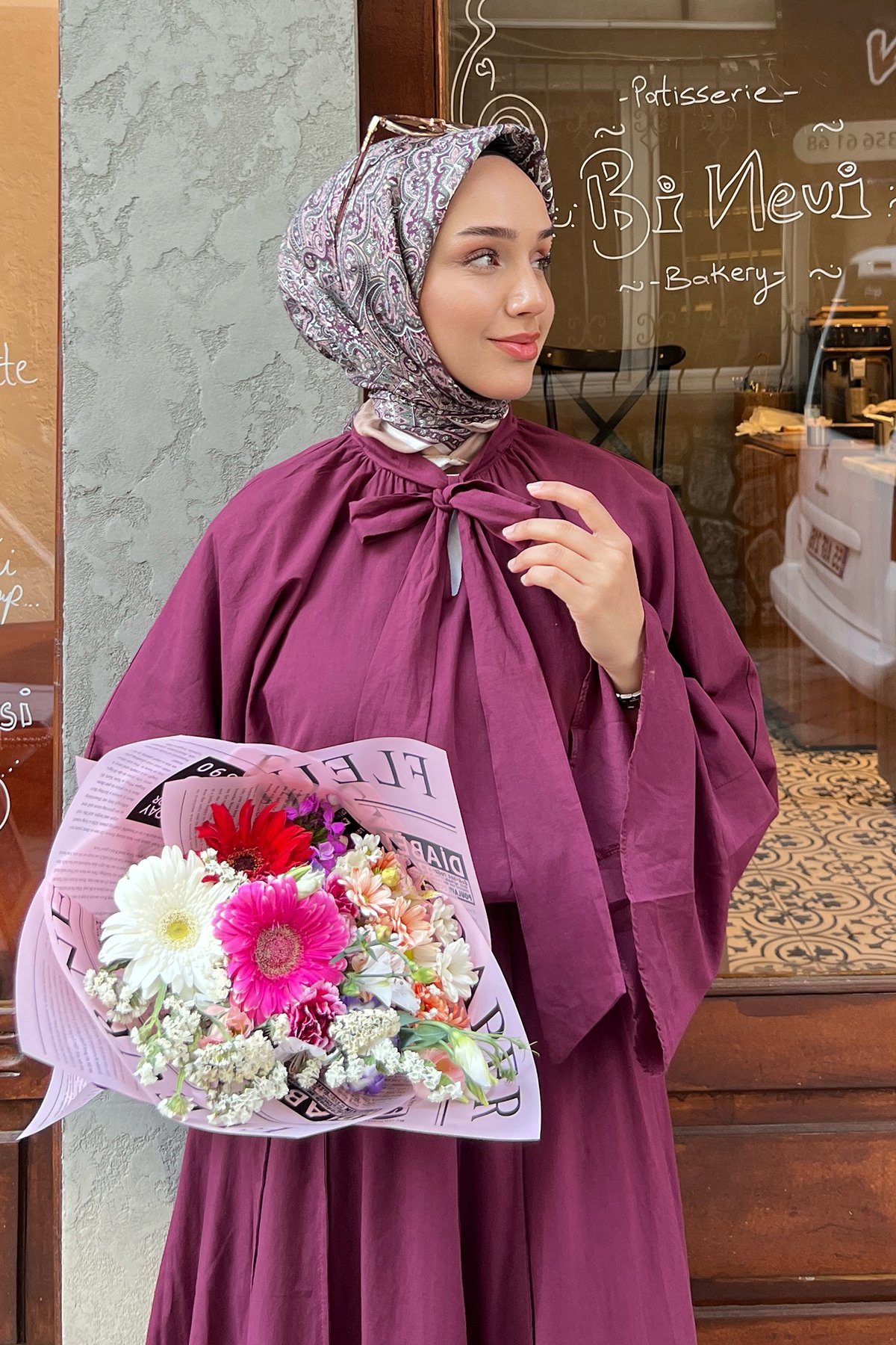 Premium Kalite Astarlı Etekli Takım-Mürdüm