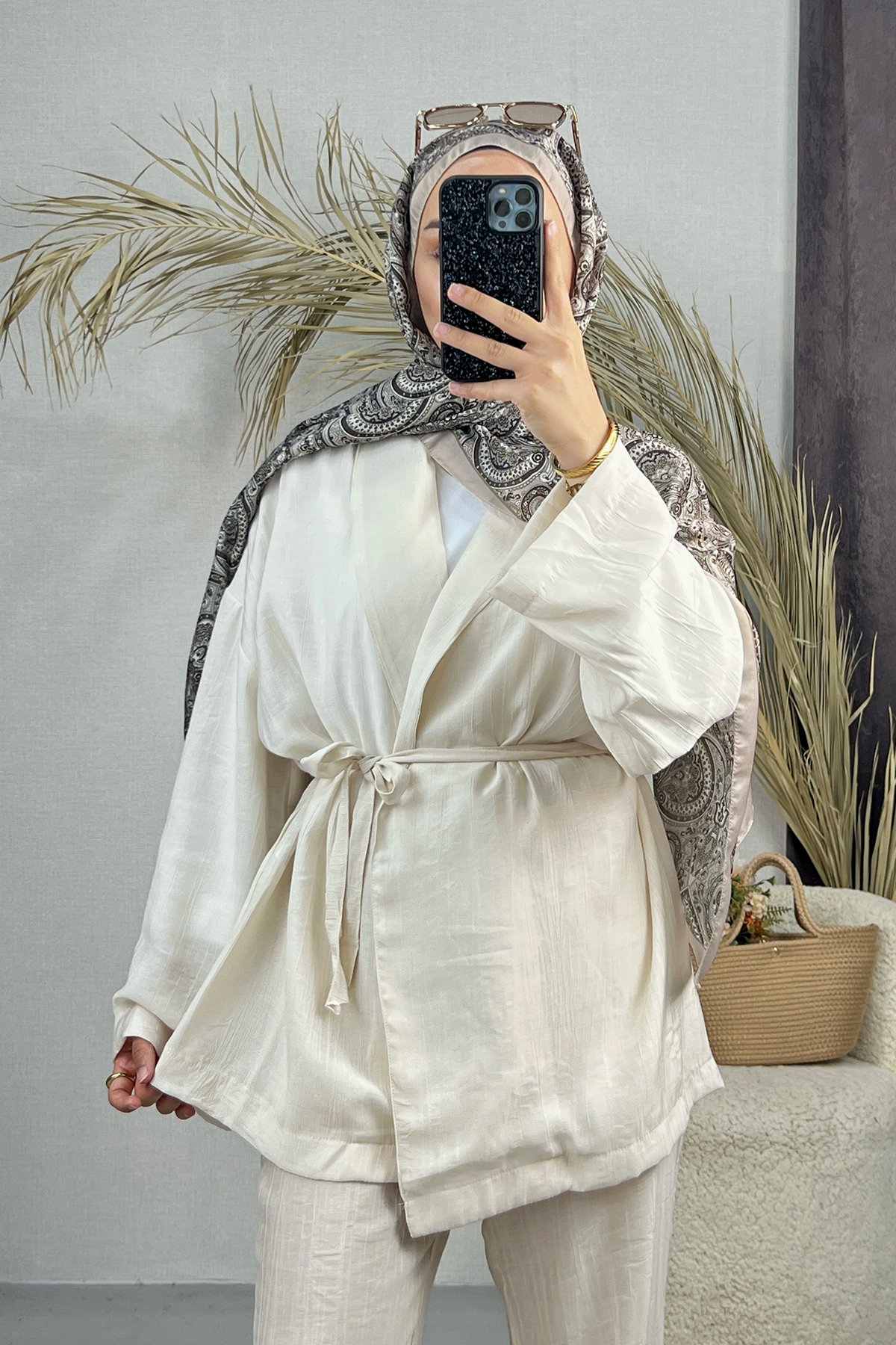 Kimono Takım- Krem Rengi