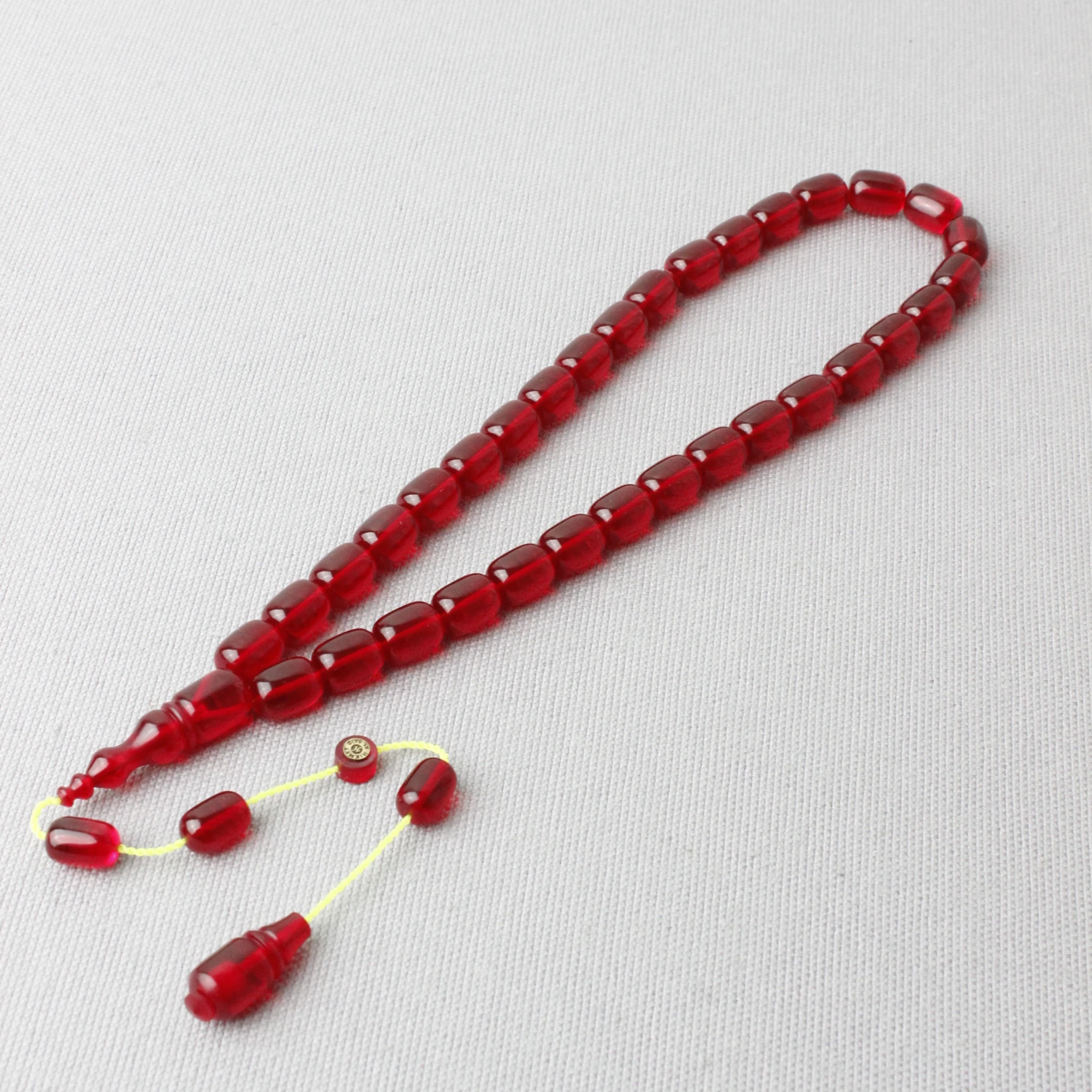 Hikmet Al Said Usta İmzalı Kapsül Kesim Kırmızı Renk Ateş Kehribar Tespih