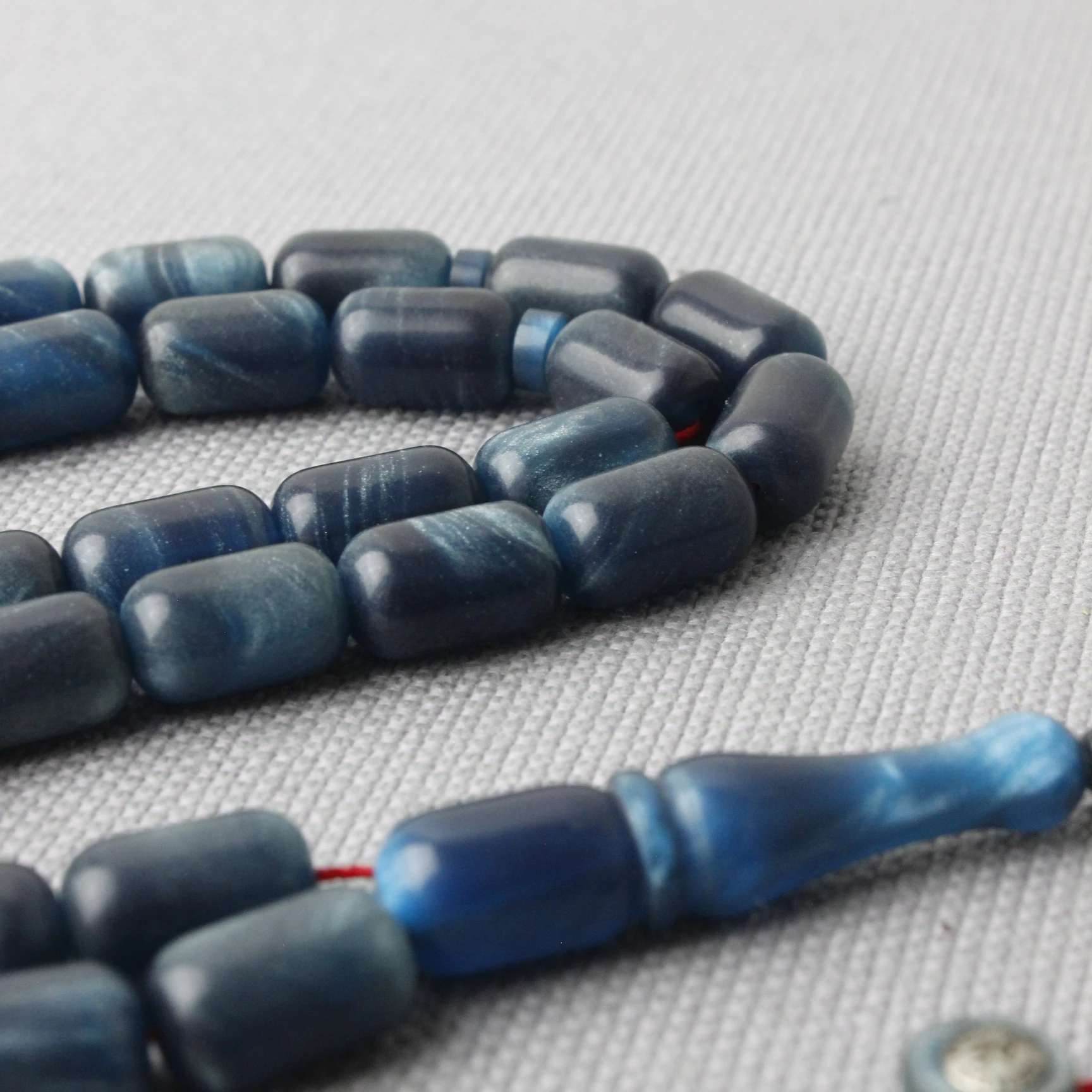 Ahmet Eryılmaz Usta İmzalı Simli Hamur Okyanus Mavisi Sıkma Kehribar Tespih