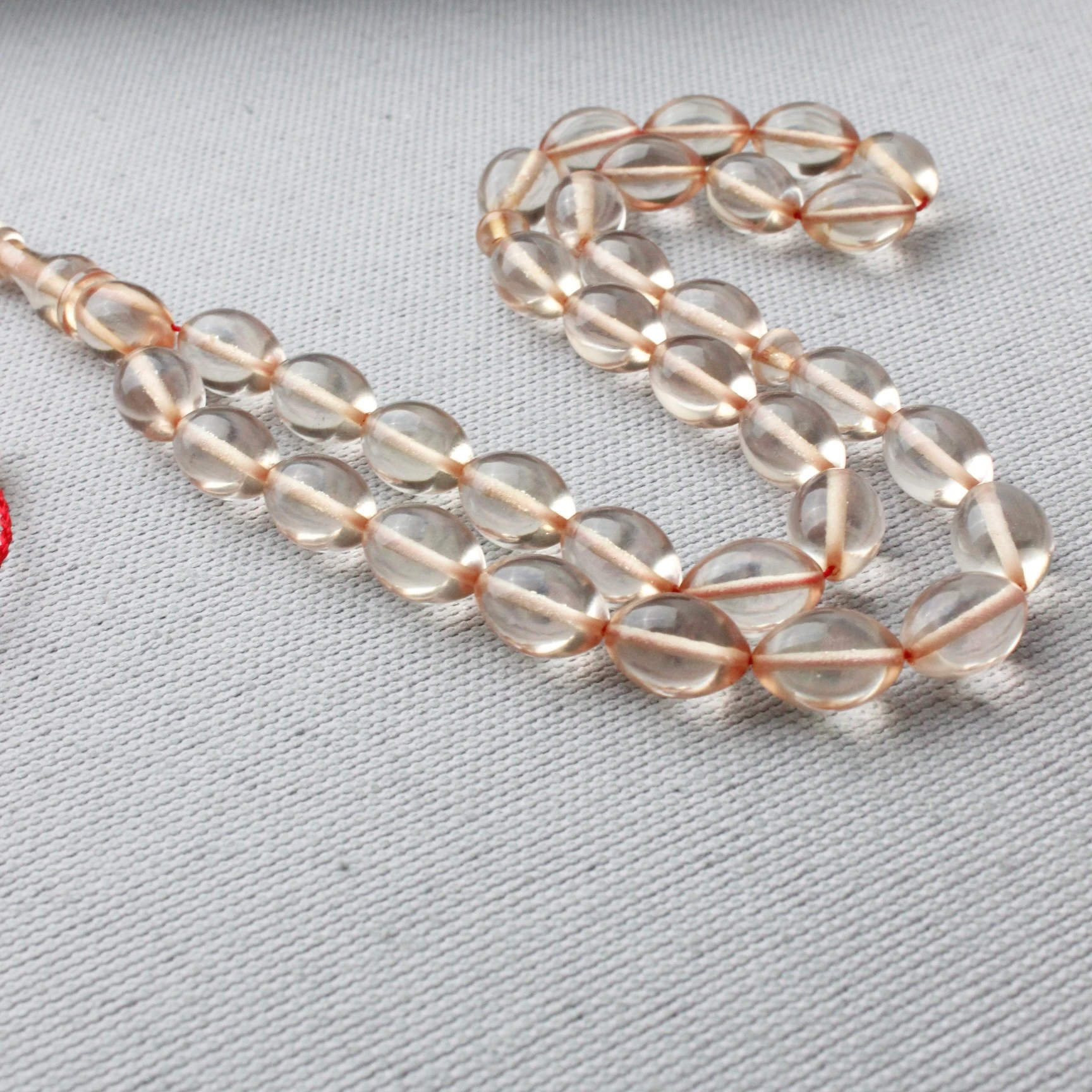 Ali Baba Usta İmzalı Şeffaf Renk Beyzi Model Ateş Kehribar Tespih