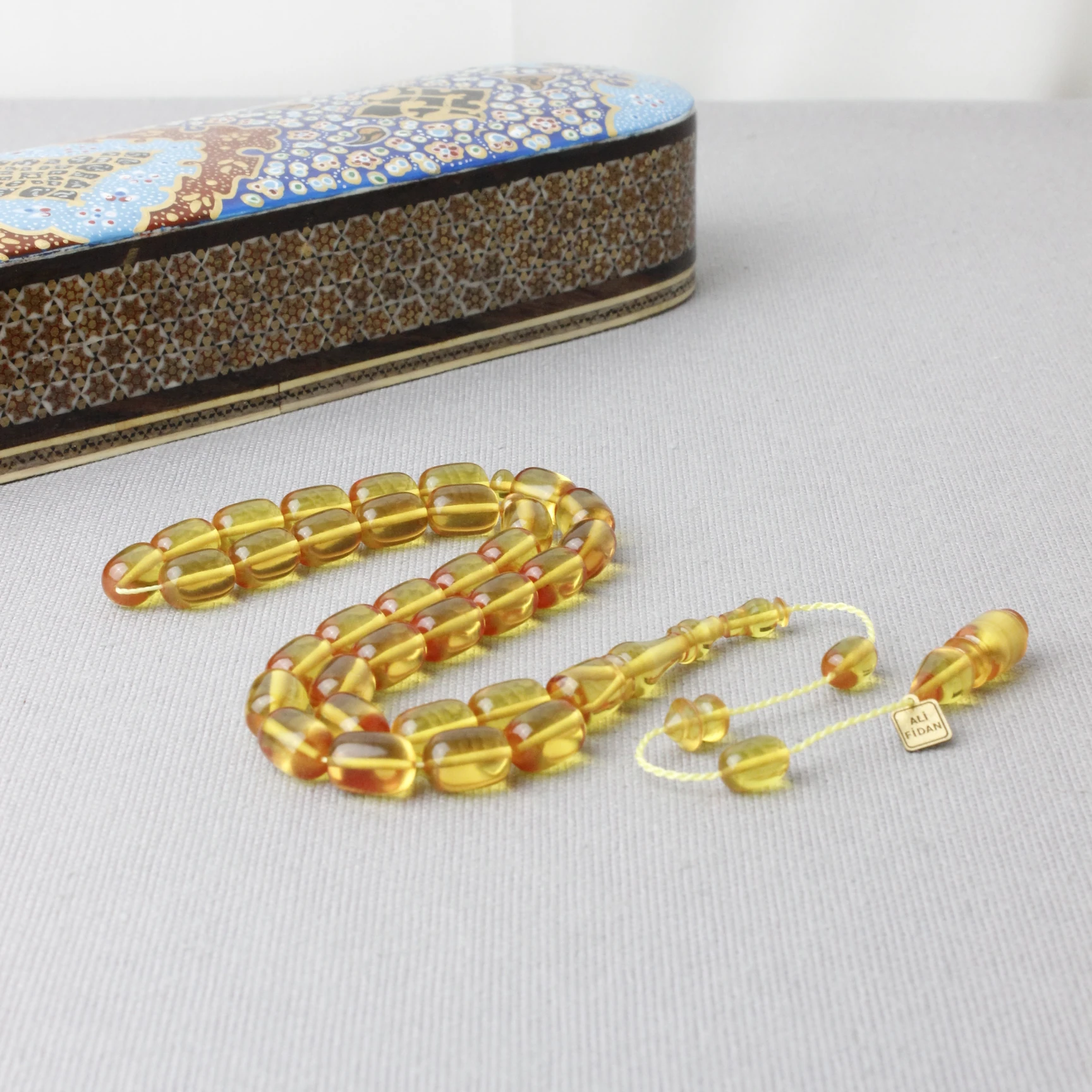 Ali Fidan Usta İmzalı Kapsül Kesim Ateş Kehribar Tespih