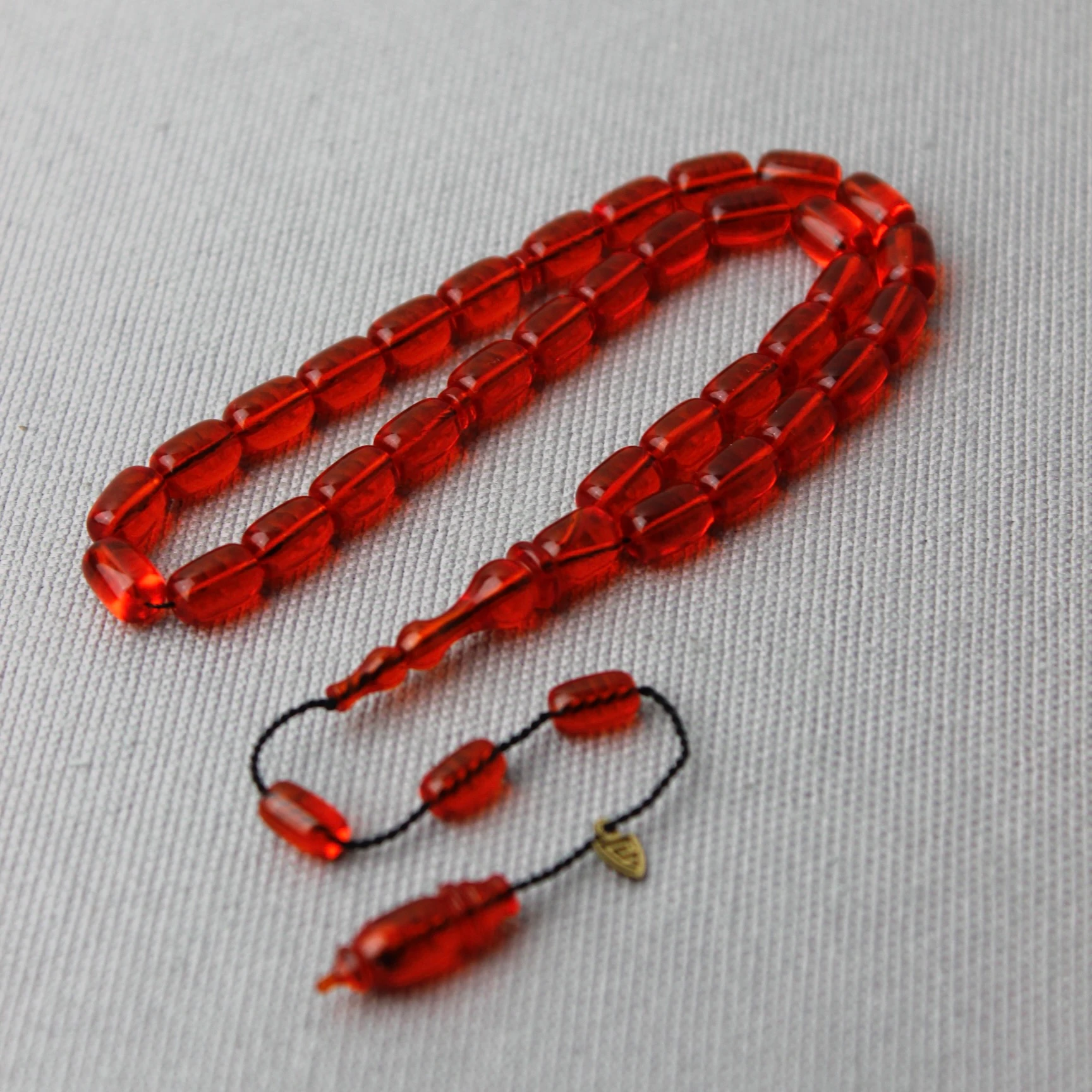 Serkan Başkan Usta İmzalı Şeffaf Turuncu Ateş Kehribar Tespih