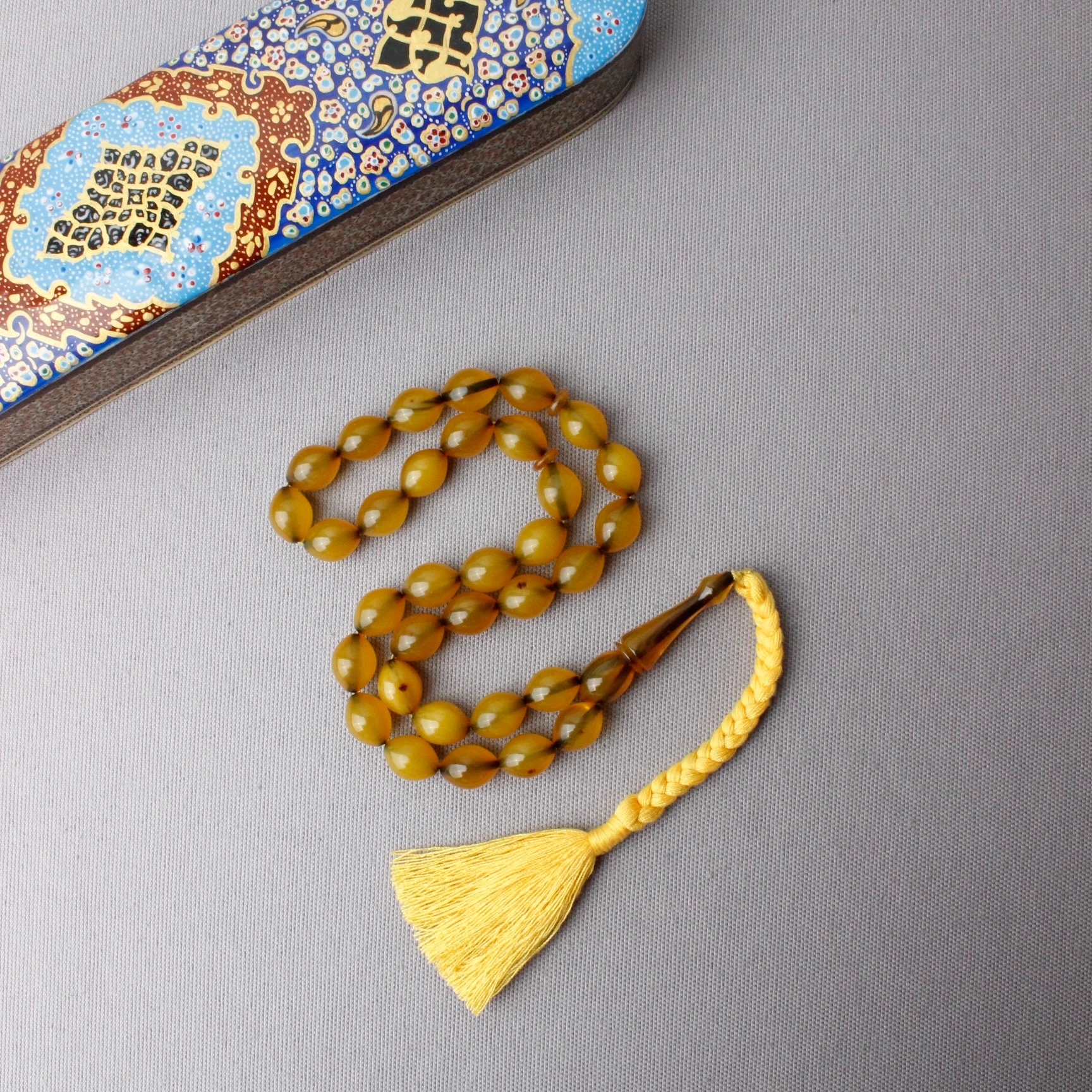 Kayısı Renk Hareli Dev Boy Sıkma Kehribar Tespih