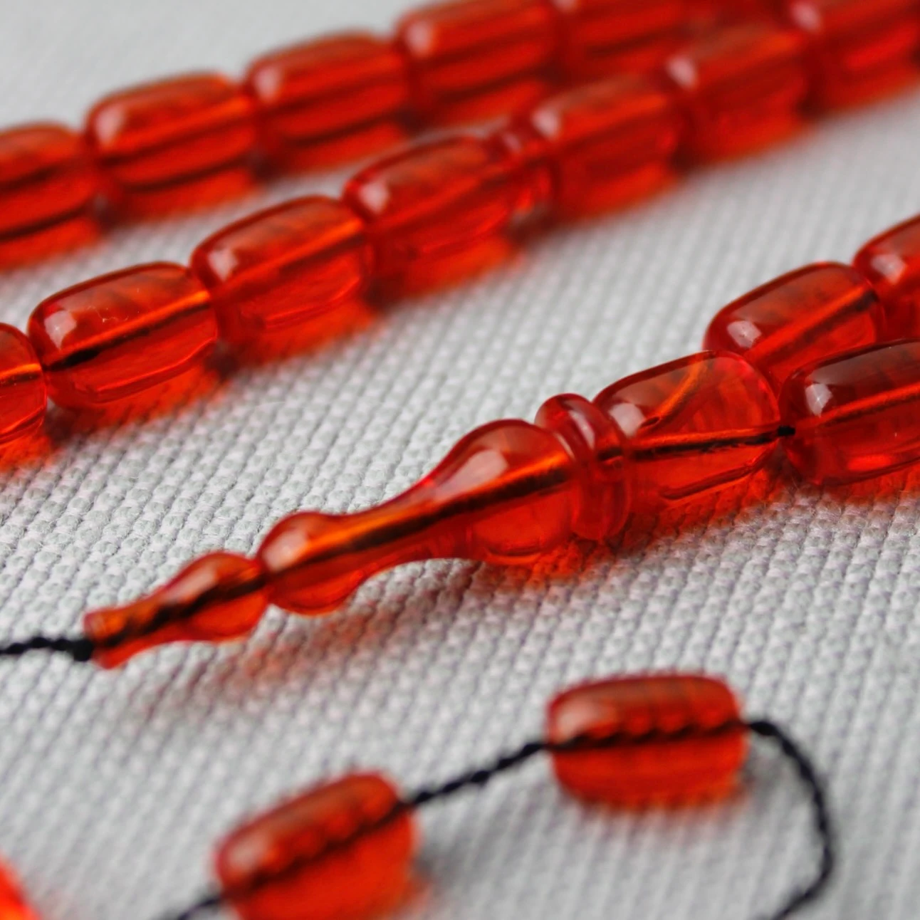 Serkan Başkan Usta İmzalı Şeffaf Turuncu Ateş Kehribar Tespih