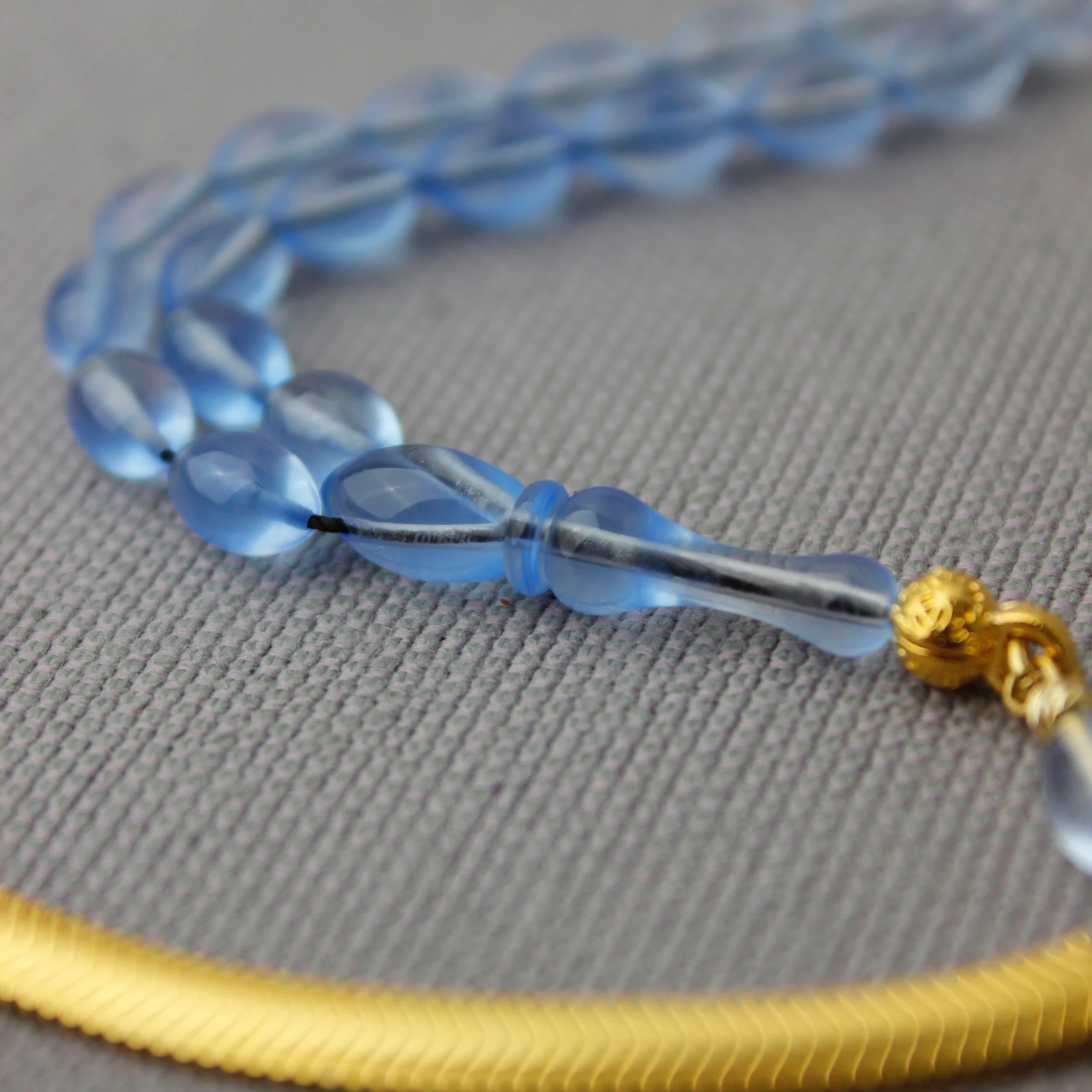 Bürokrat Boy Buz Mavisi Gümüş Püsküllü Bakalit Tespih