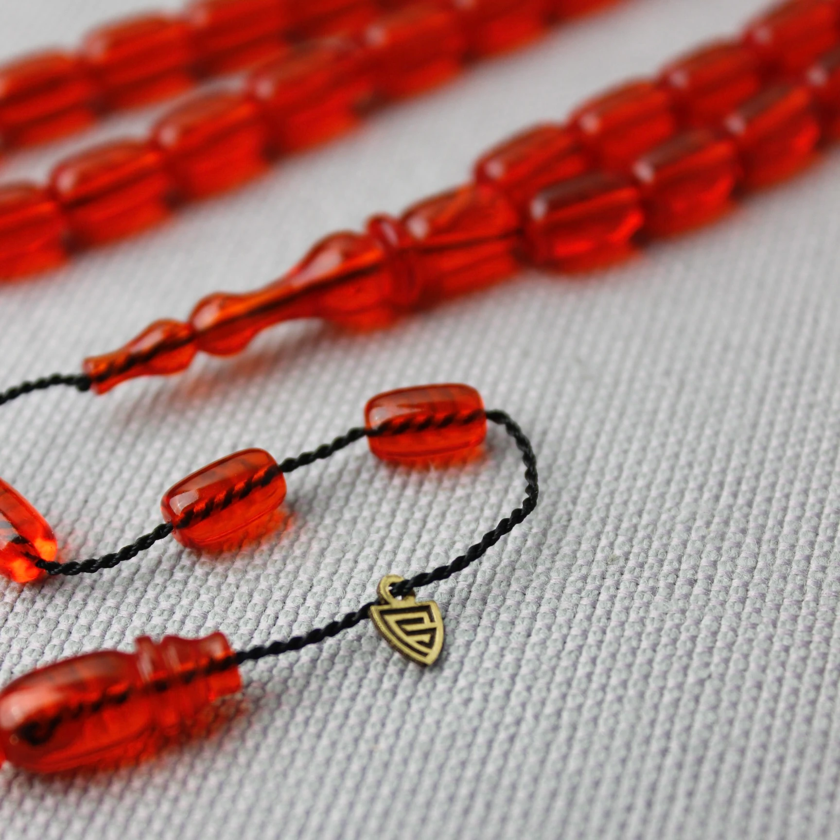 Serkan Başkan Usta İmzalı Şeffaf Turuncu Ateş Kehribar Tespih