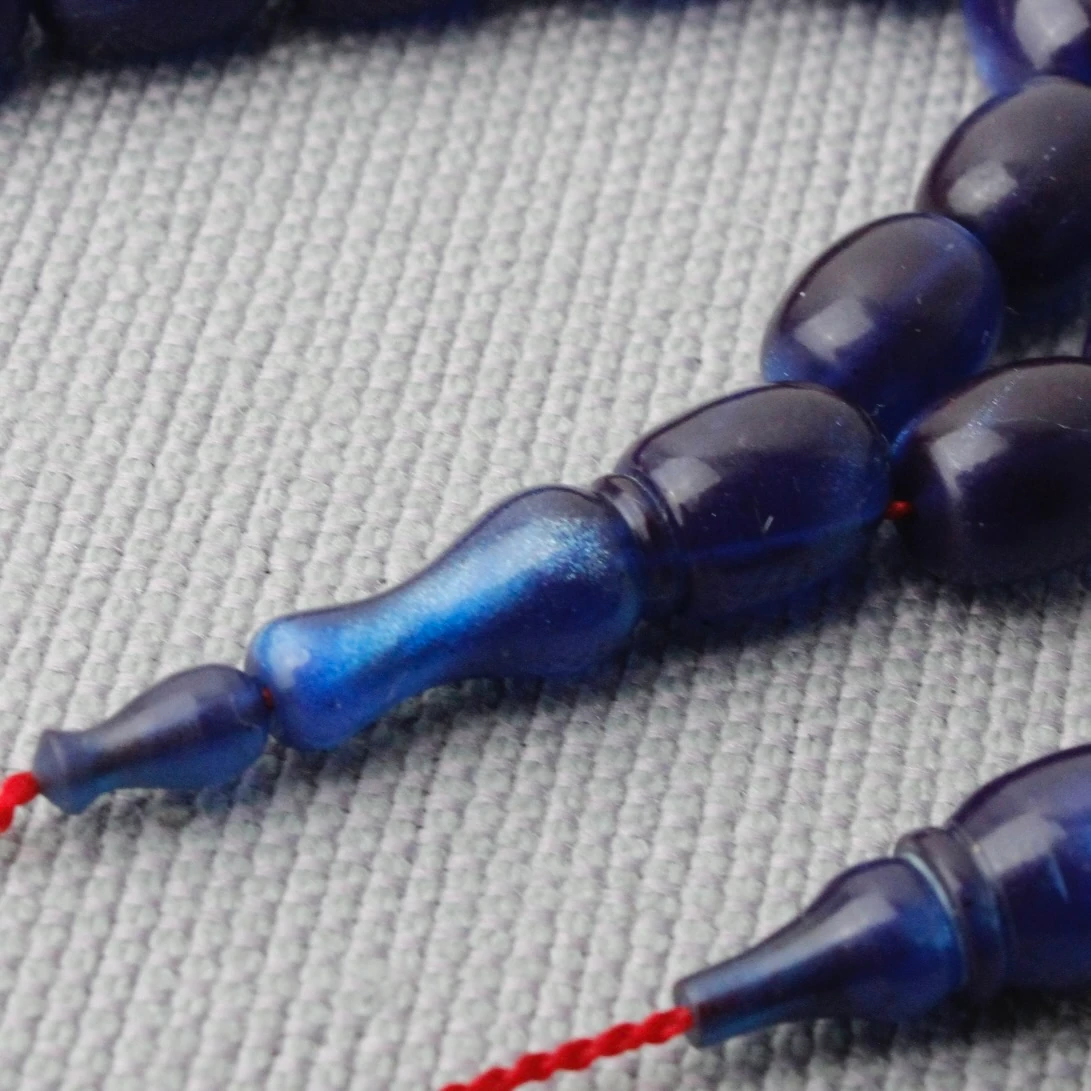 Sedefli Hamur Parelement Mavisi El Boy Sıkma Kehribar Tespih