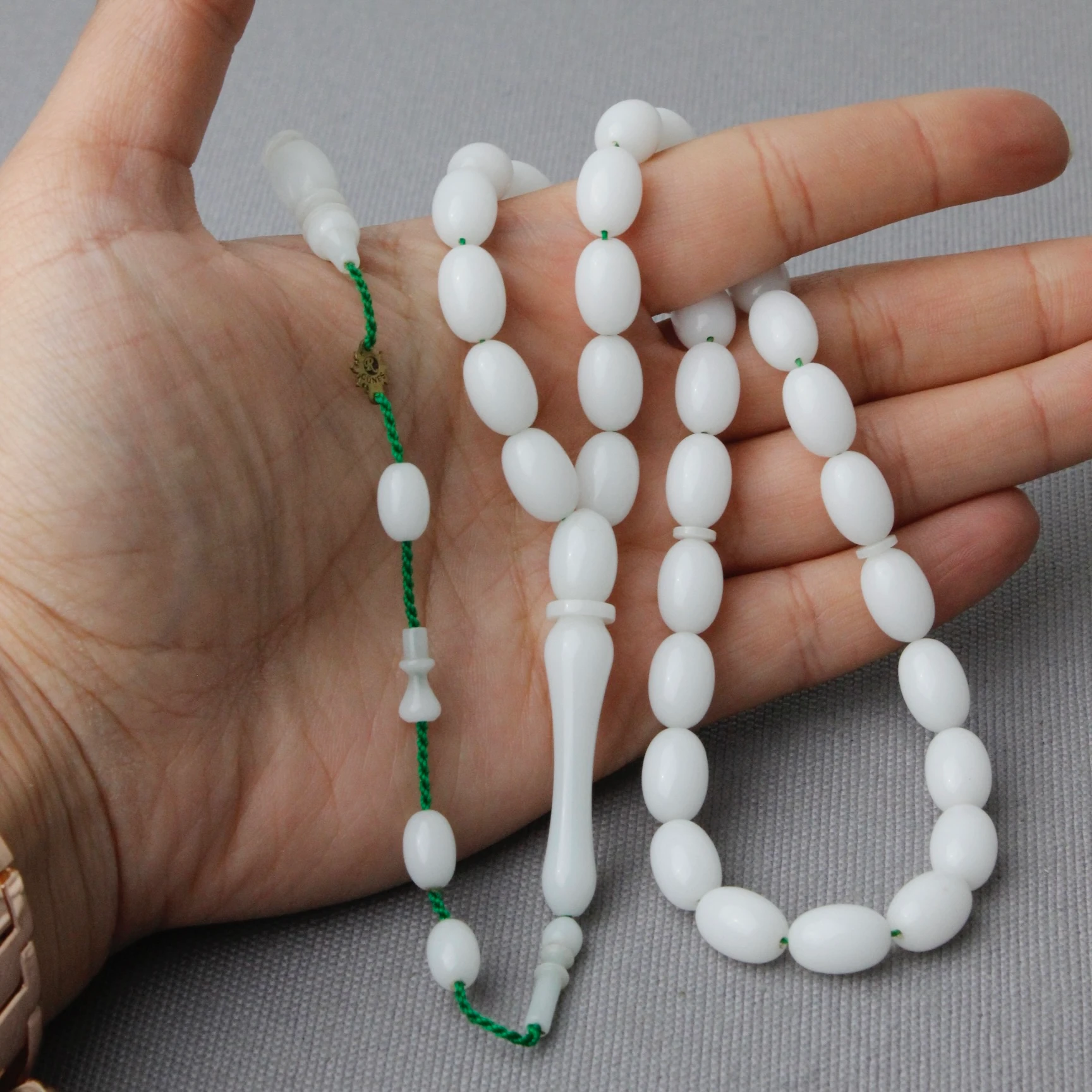 Ramazan Güneş Usta İmzalı Kar Beyaz Renkte Katalin Tespih