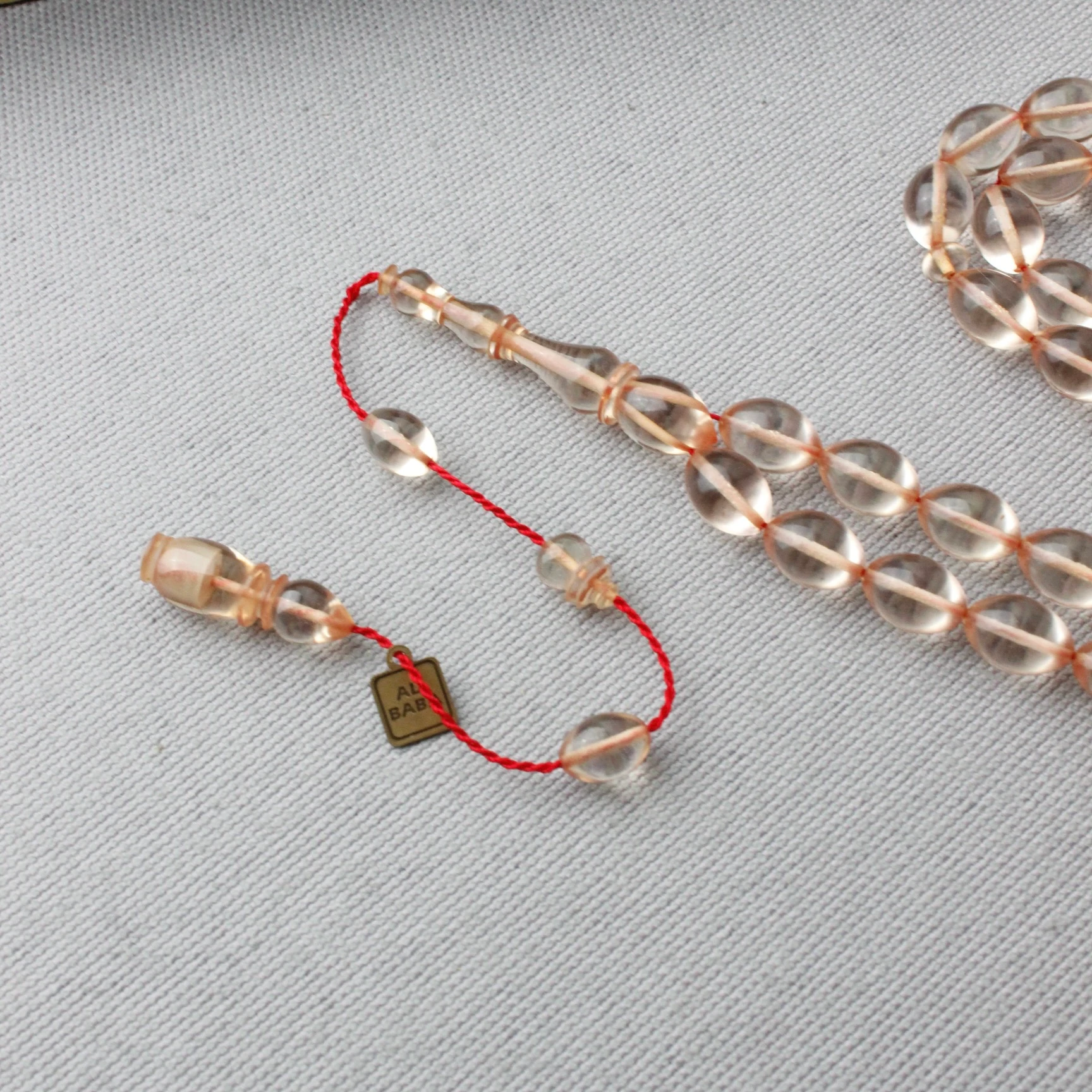 Ali Baba Usta İmzalı Şeffaf Renk Beyzi Model Ateş Kehribar Tespih