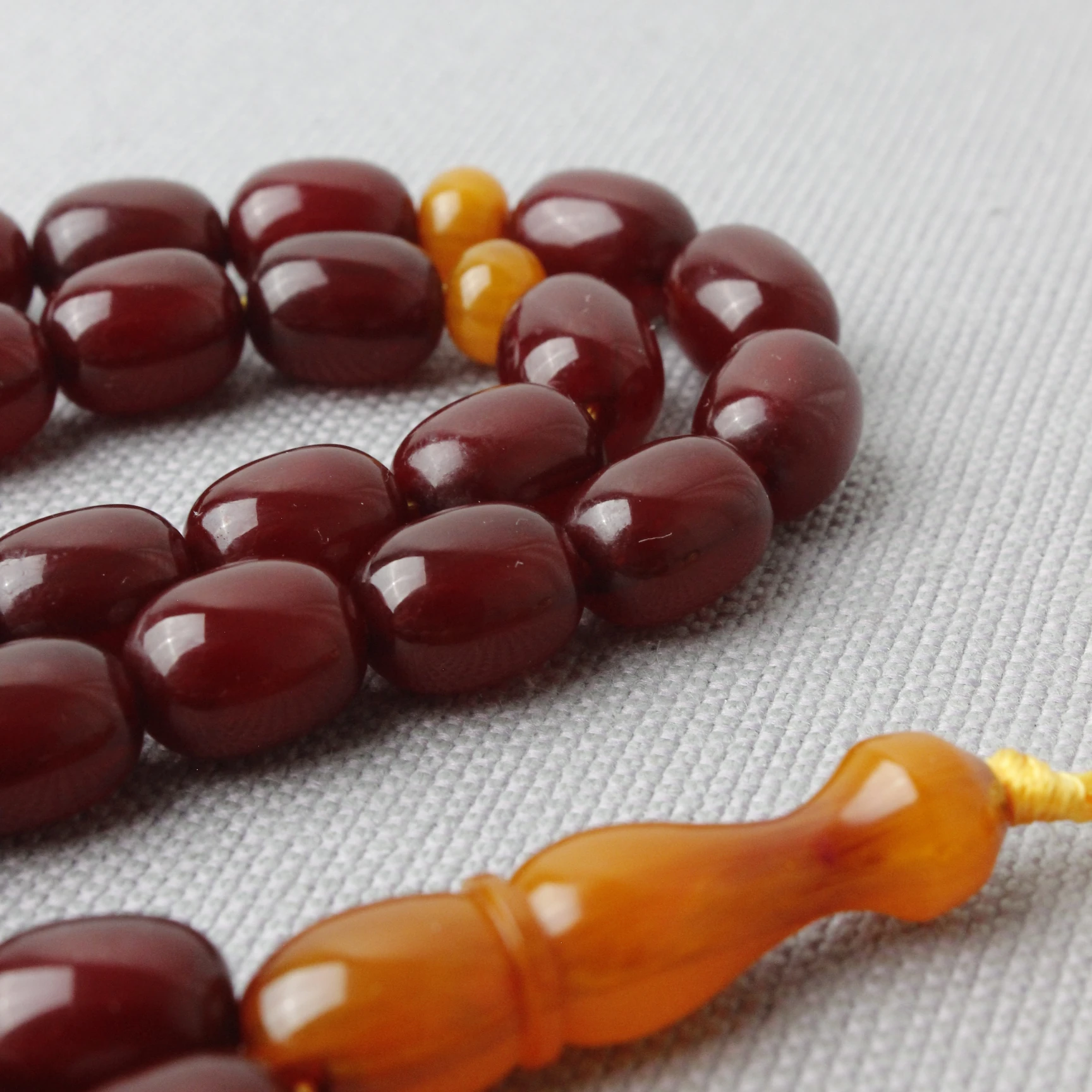 Traşlı İmame Eski Usul İp Püsküllü Osmanlı Benzetme Sıkma Kehribar Tespih