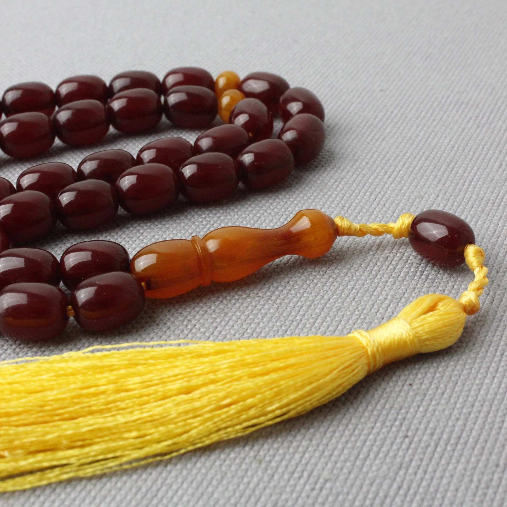 Traşlı İmame Eski Usul İp Püsküllü Osmanlı Benzetme Sıkma Kehribar Tespih