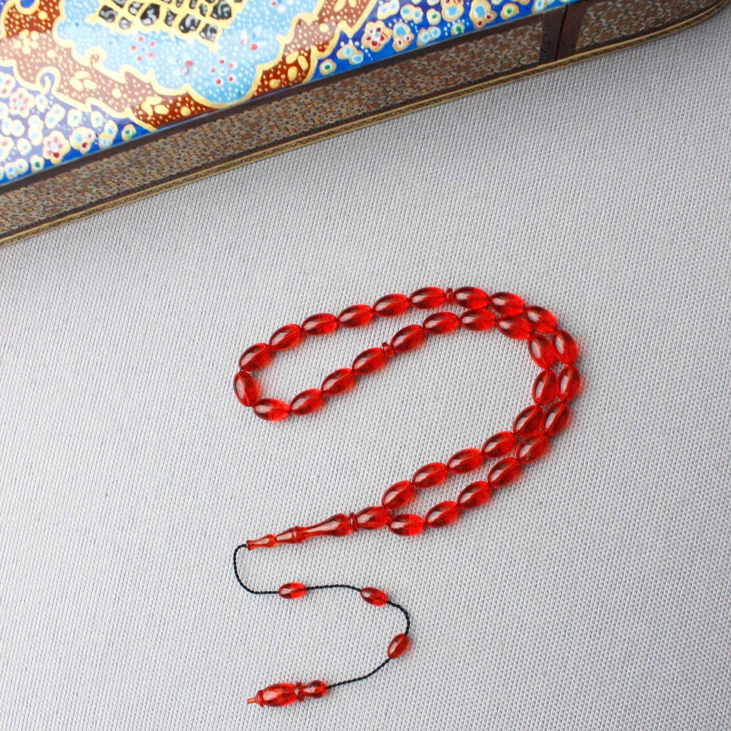 Serkan Başkan Usta İşçiliği Beyzi Model Kırmızı Renk Ateş Kehribar Tespih