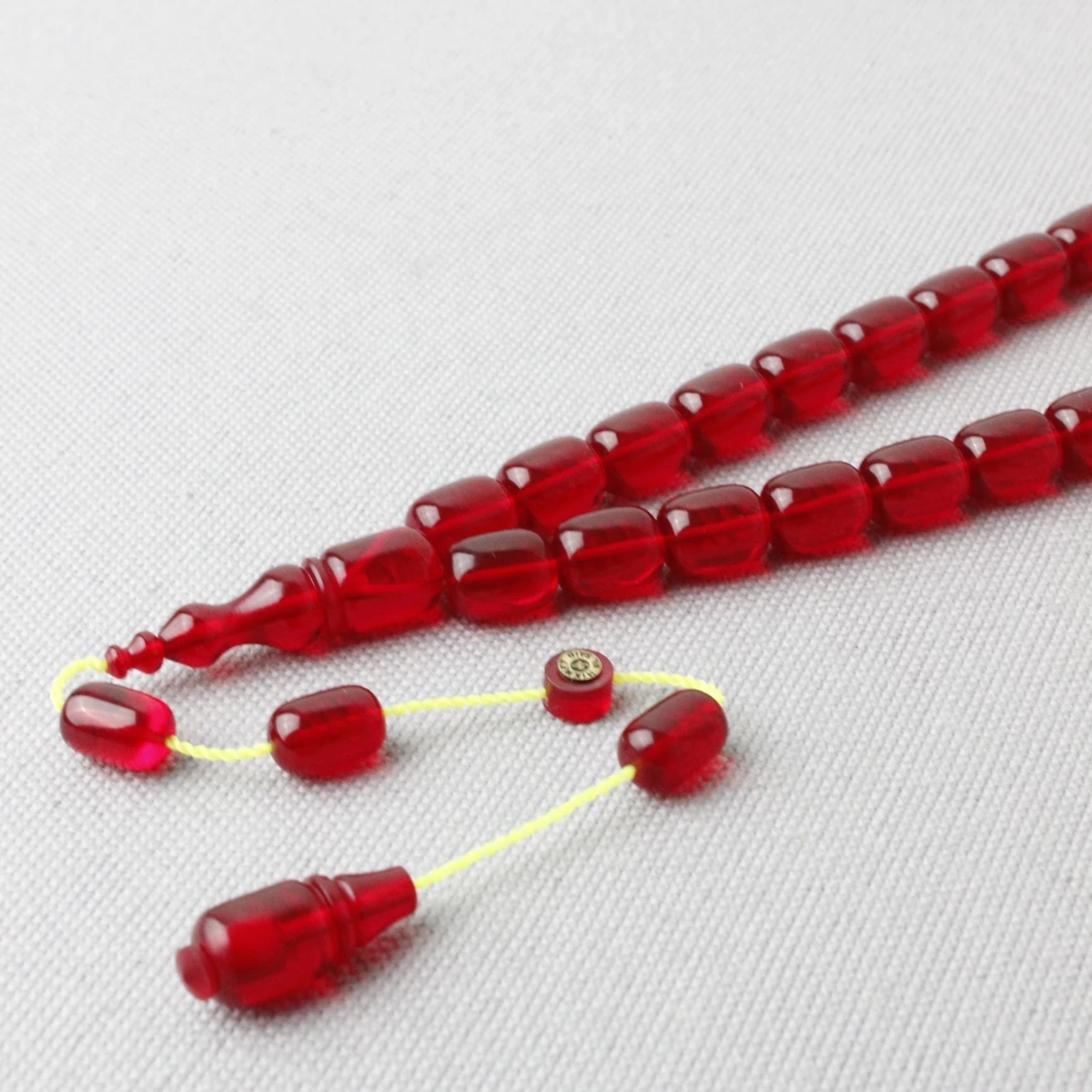 Hikmet Al Said Usta İmzalı Kapsül Kesim Kırmızı Renk Ateş Kehribar Tespih