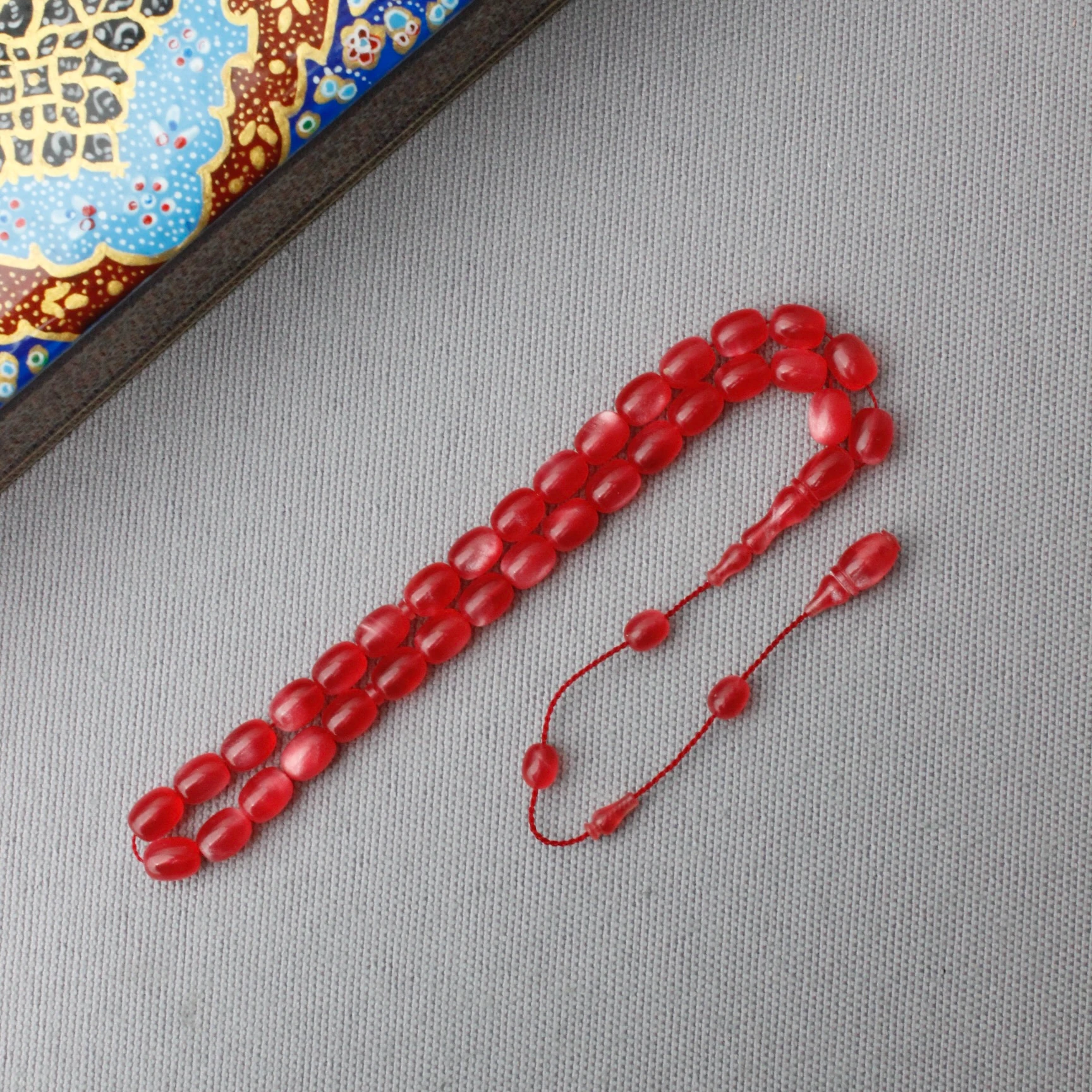 Sedefli Hamur El Boy Pembe Renk Sıkma Kehribar Tespih