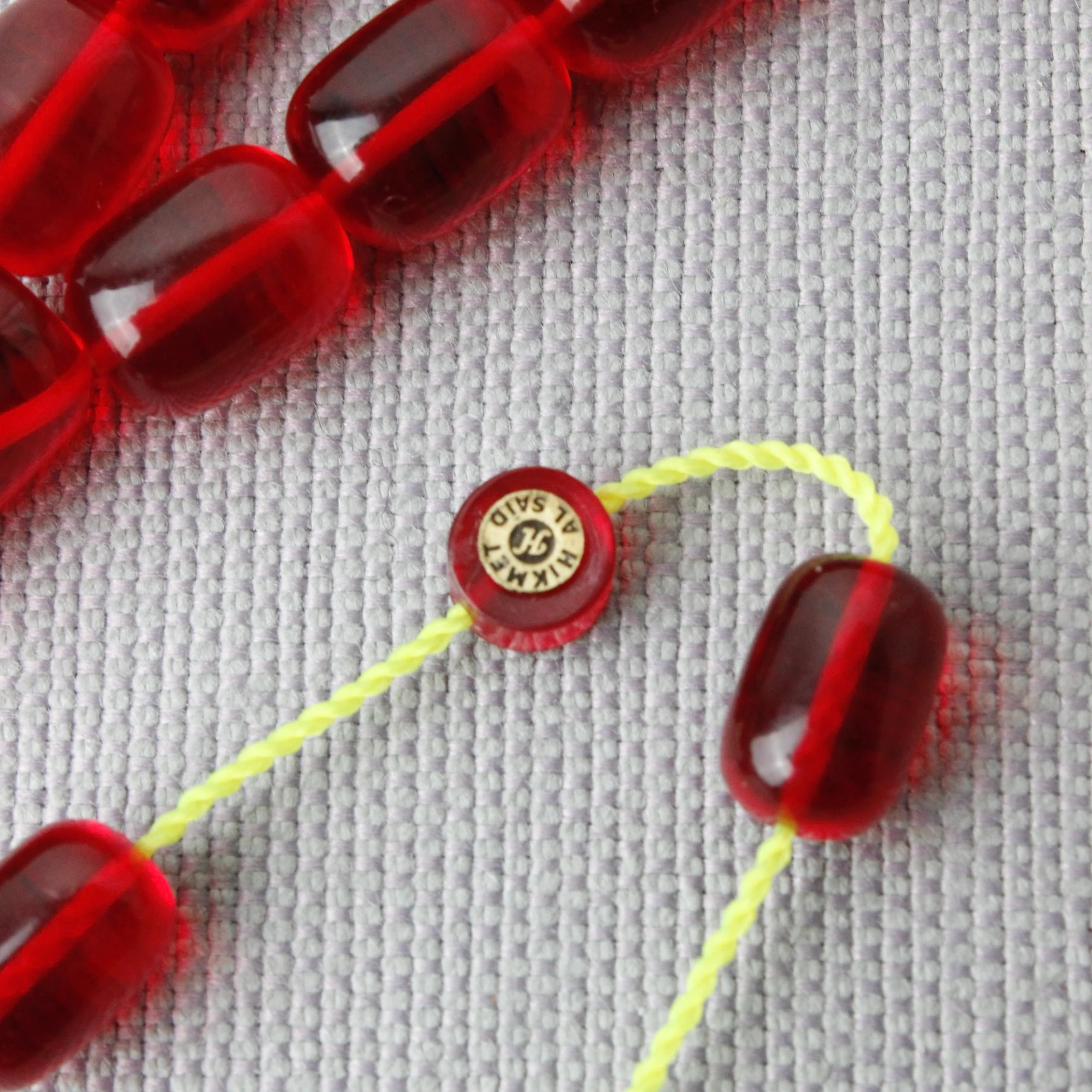 Hikmet Al Said Usta İmzalı Kapsül Kesim Kırmızı Renk Ateş Kehribar Tespih