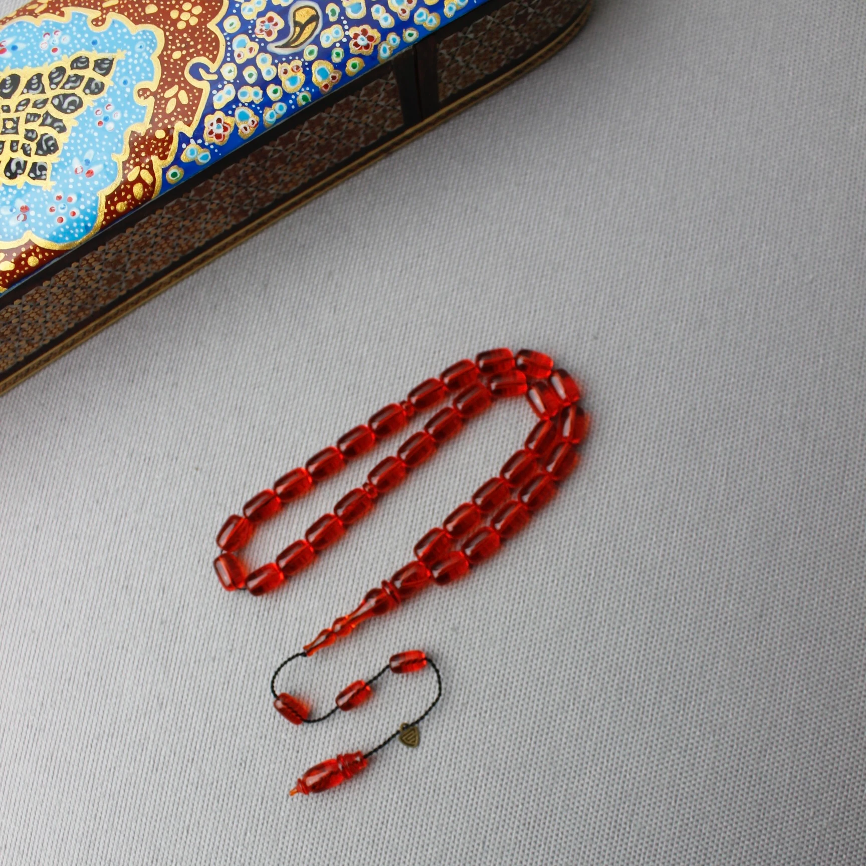 Serkan Başkan Usta İmzalı Şeffaf Turuncu Ateş Kehribar Tespih