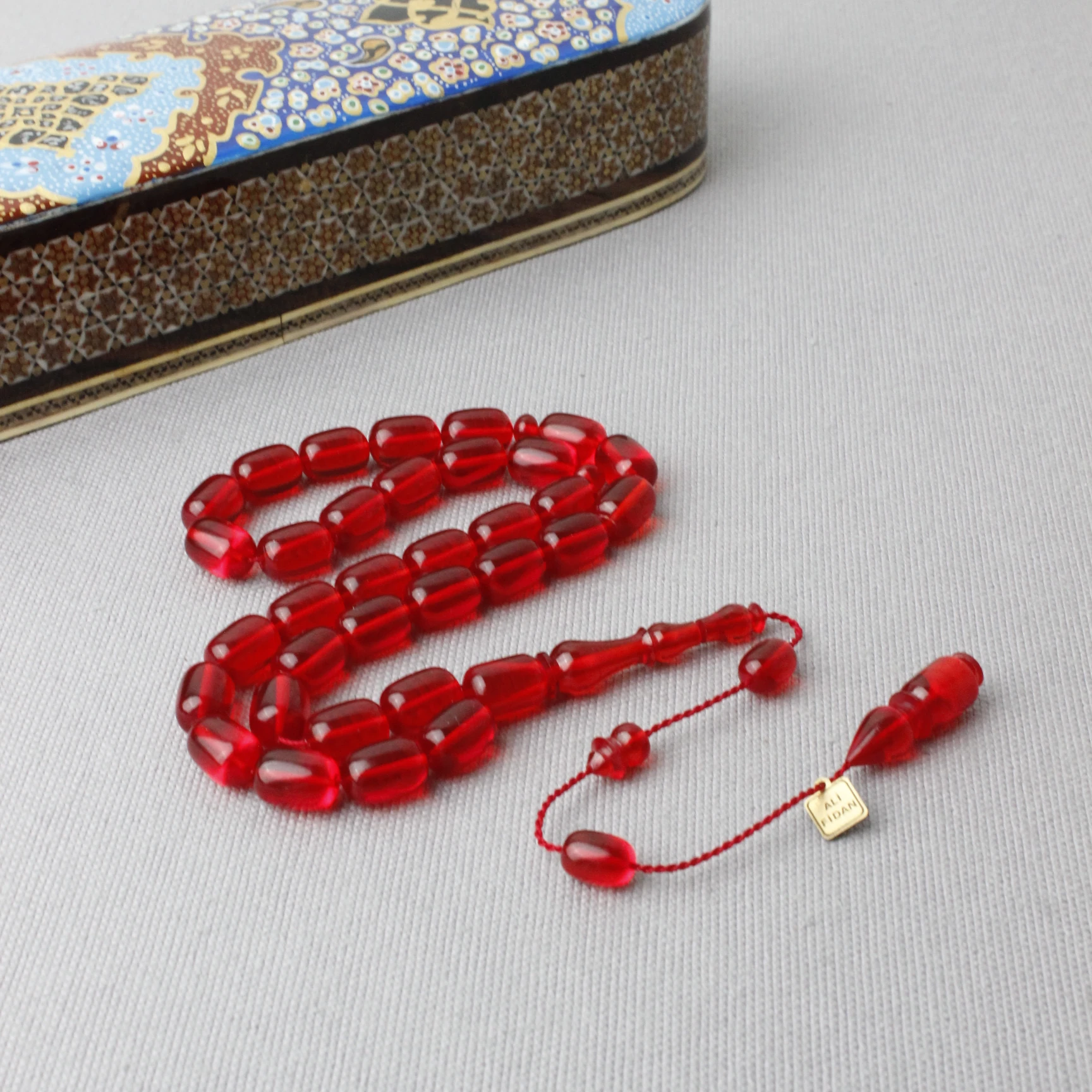 Ali Fidan Usta İmzalı Kapsül Kesim Ateş Kehribar Tespih