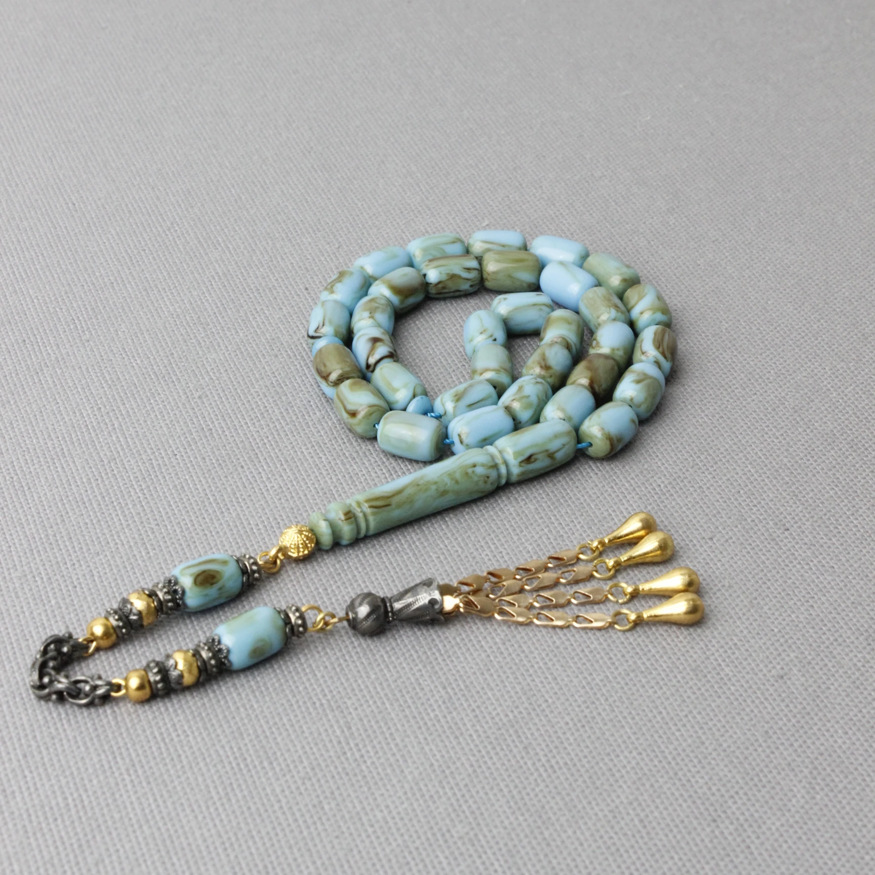 Çelik Püsküllü Arizona Firuze Katalin Tespih