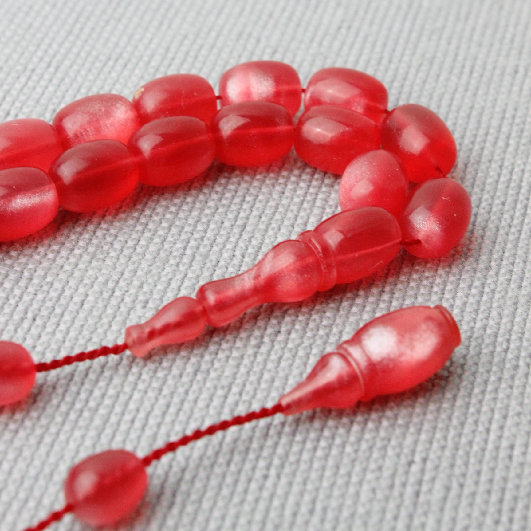 Sedefli Hamur El Boy Pembe Renk Sıkma Kehribar Tespih