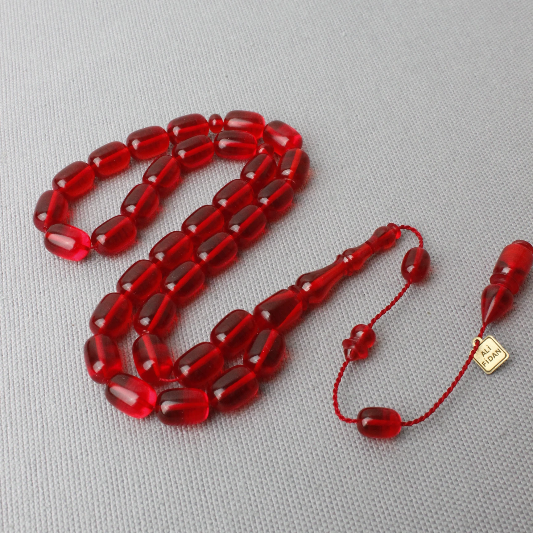 Ali Fidan Usta İmzalı Kapsül Kesim Ateş Kehribar Tespih