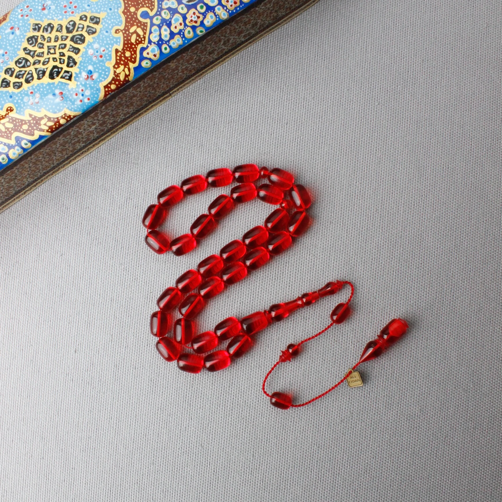 Ali Fidan Usta İmzalı Kapsül Kesim Ateş Kehribar Tespih