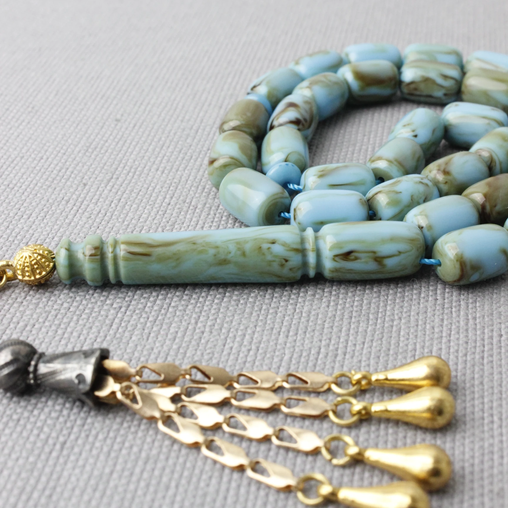 Çelik Püsküllü Arizona Firuze Katalin Tespih