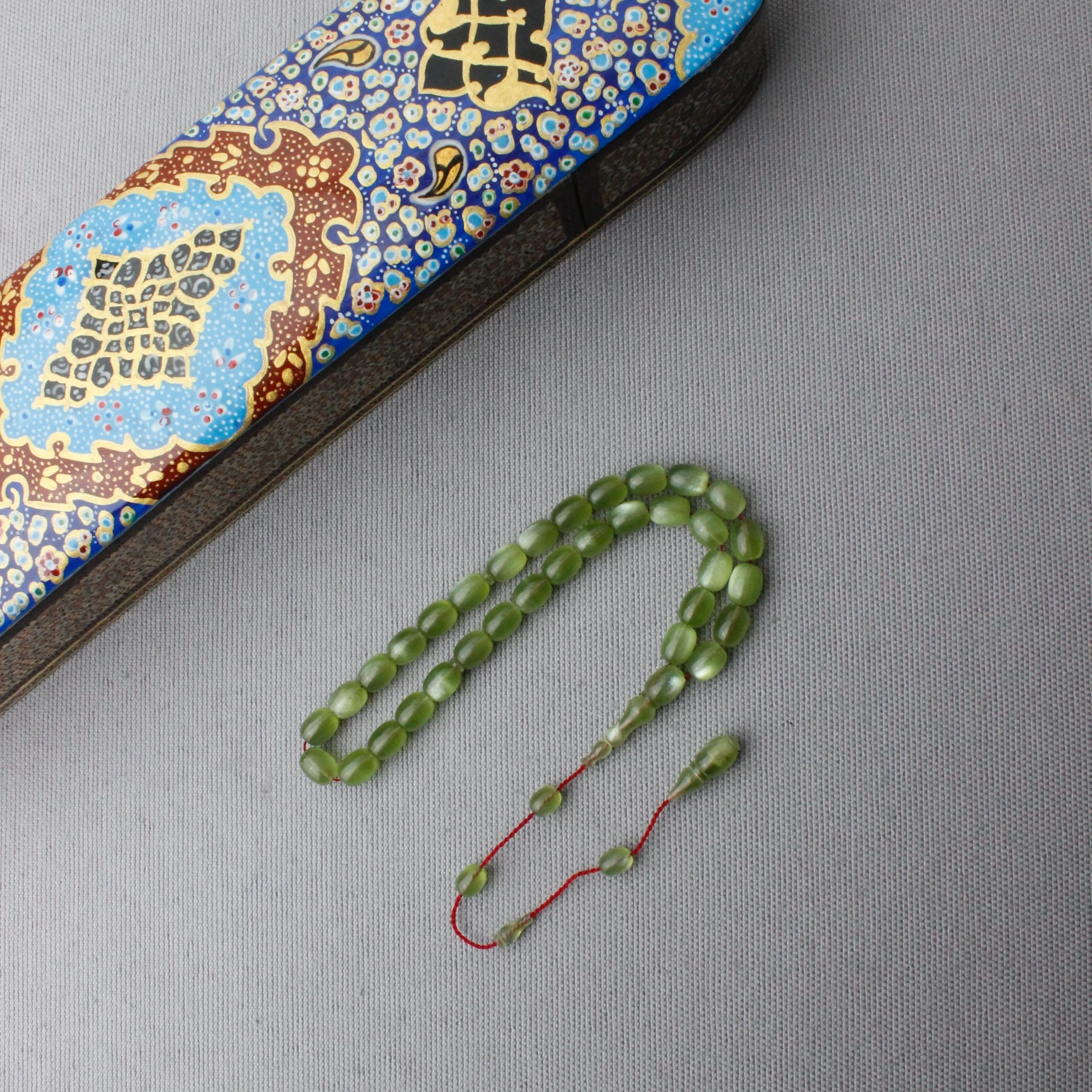 Sedefli Hamur El Boy Yeşil Renk Sıkma Kehribar Tespih